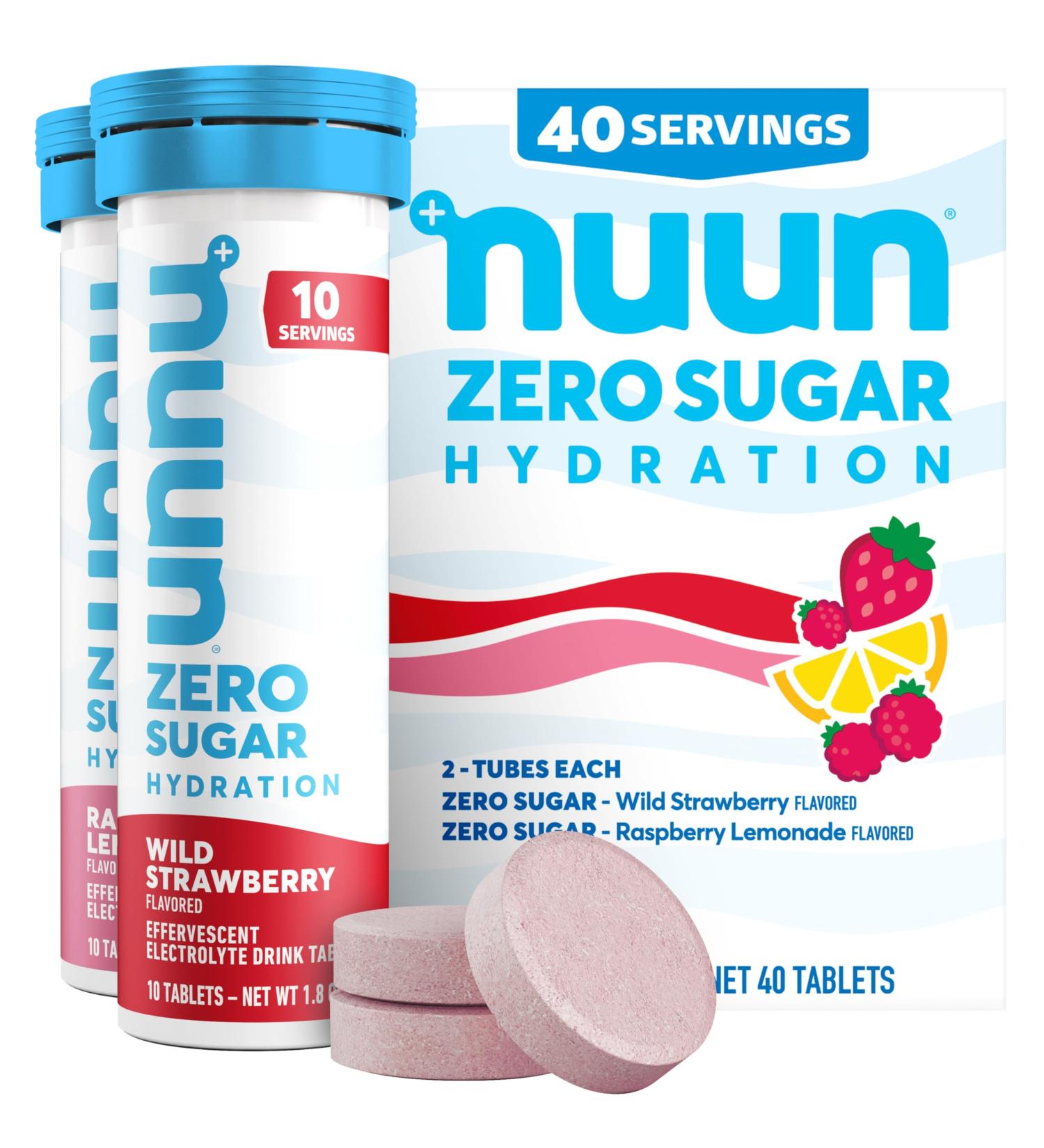 Nuun Zero Sugar Hydration Electrolyte Tablets - Magnesium Calcium Potassium Chloride & Sodium Light & Delicious Fruit Flavors No Sugar Gluten Free Vegan Mixed Berry 4 Pack (40 Servings Total) Mixed Berry 40 Count (P  - Buy Online on GoSupps.com