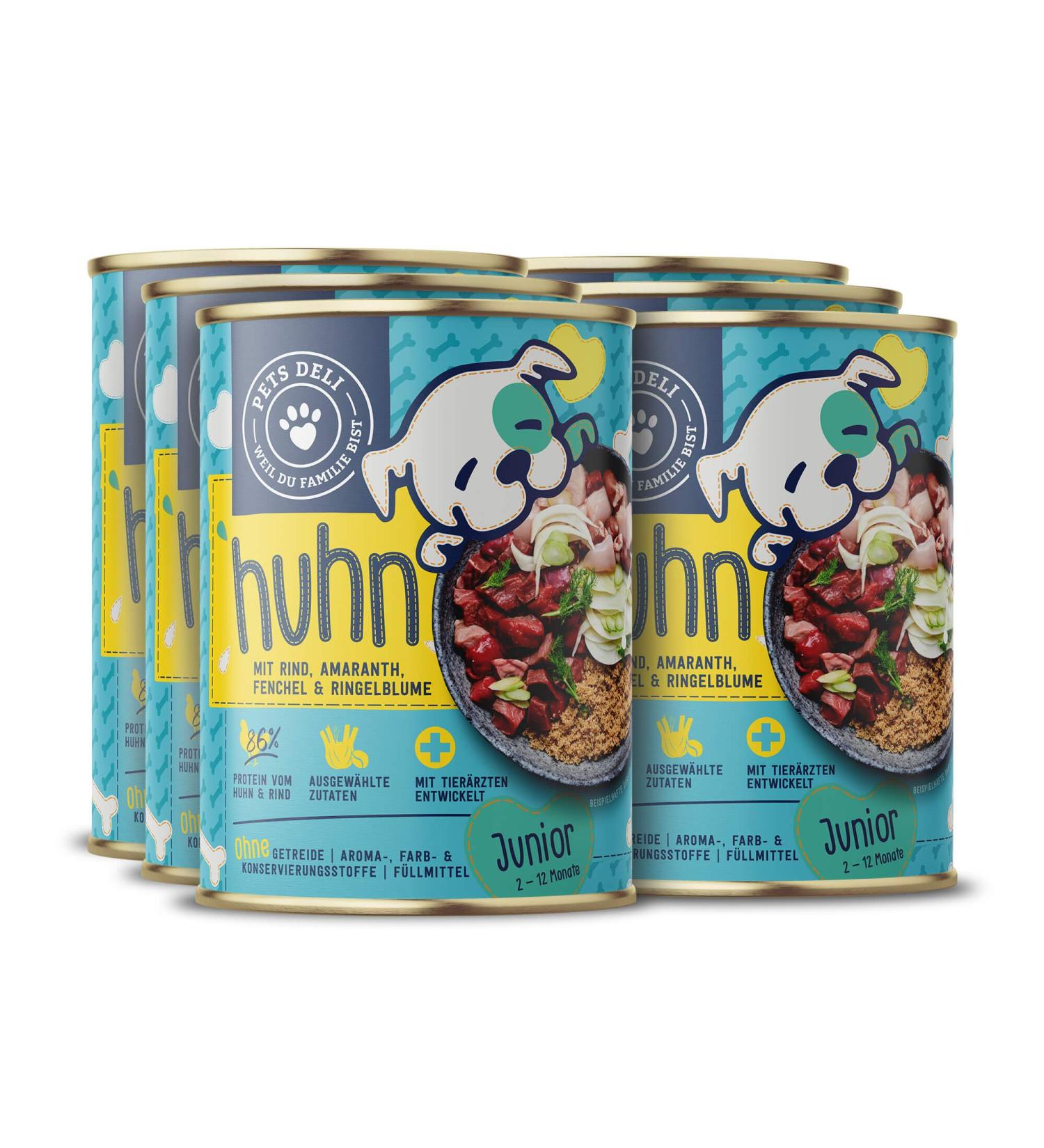 Pets Deli Wet Food for Young Dogs - Chicken & Beef (6 x 400g) | Gluten-Free & Sugar-Free Nutrition - Buy Online on GoSupps.com
