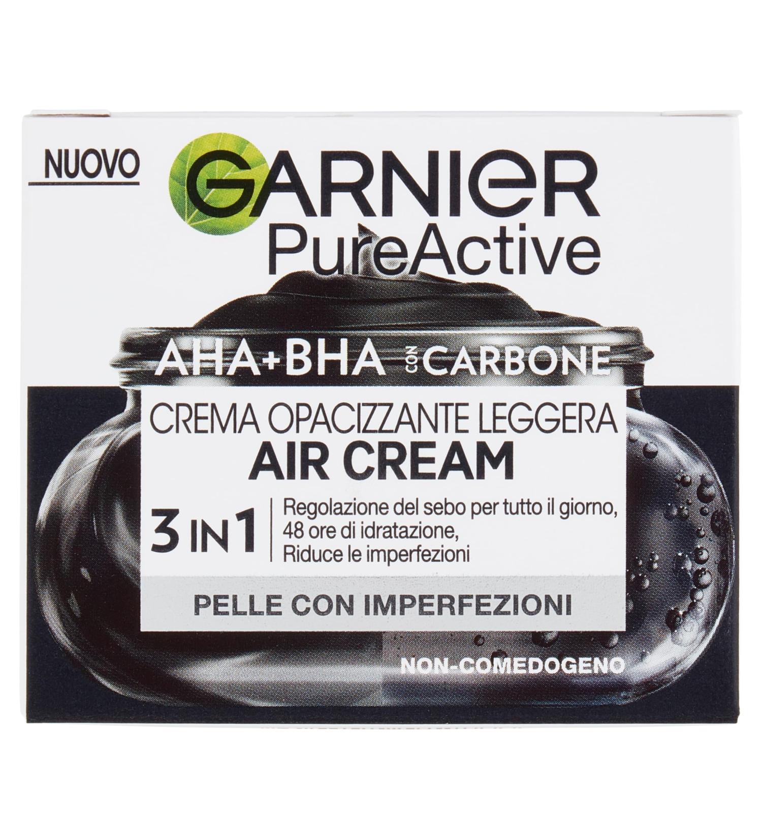 Garnier Garnier 3-in-1 Cream for oily and blemish-prone skin hydrating and sebum-controlling enriched with AHA BHA and charcoal Pure Active Air Cream 50 ml