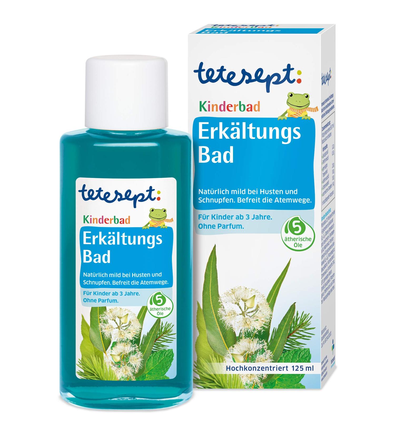 Tetesept Kindersbad Cold Bath for Kids - 125ml Essential Oil Bath Supplement - Perfume-Free Children s Bathing Relief for Colds | International Shipping - Buy Online on GoSupps.com