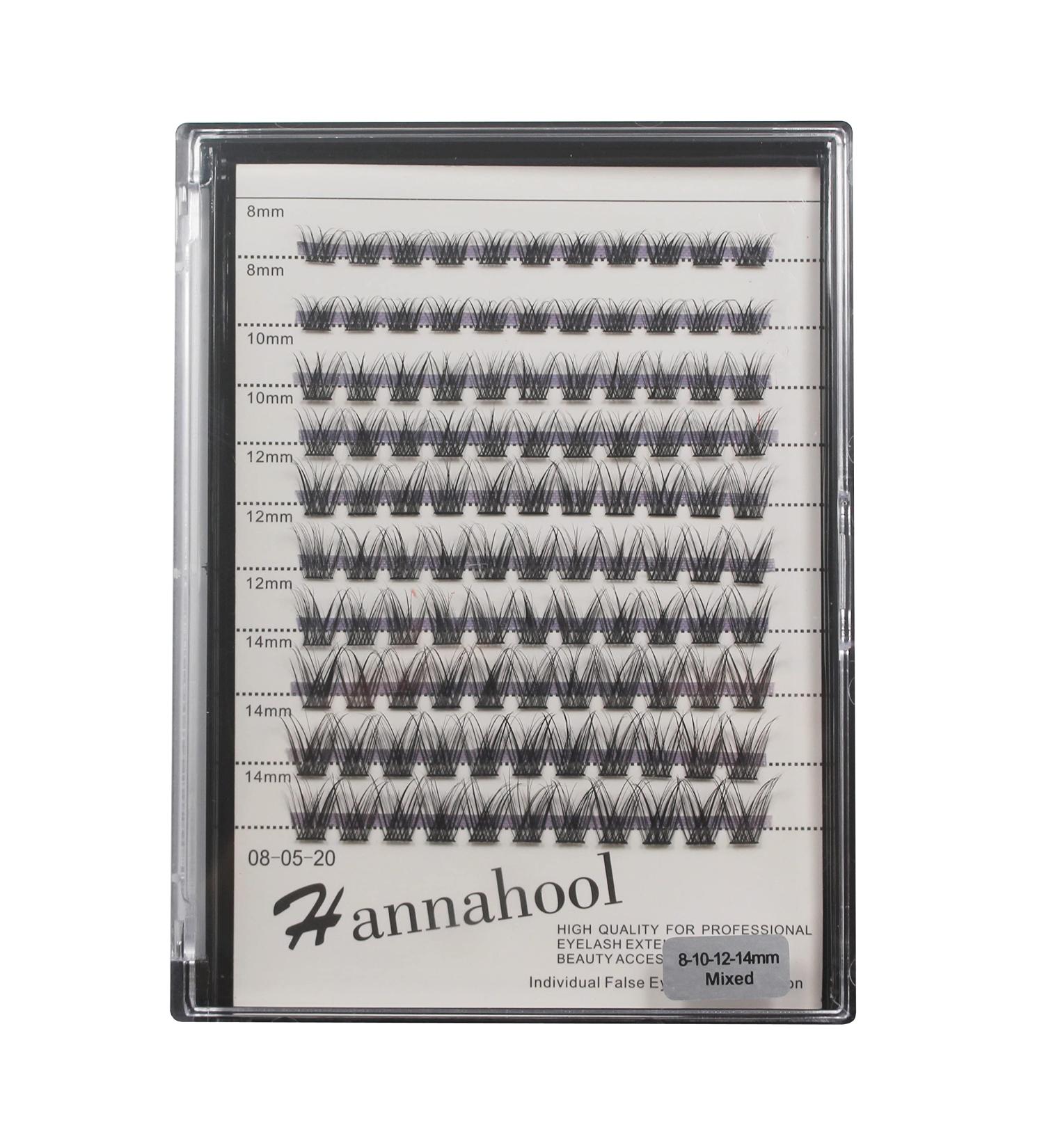 Hannahool Pro Grafting Wide Stem Mixed Individual Cluster False Lashes D Curl 3D Natural Volume Extensions (8-10-12-14mm) - Buy Online on GoSupps.com