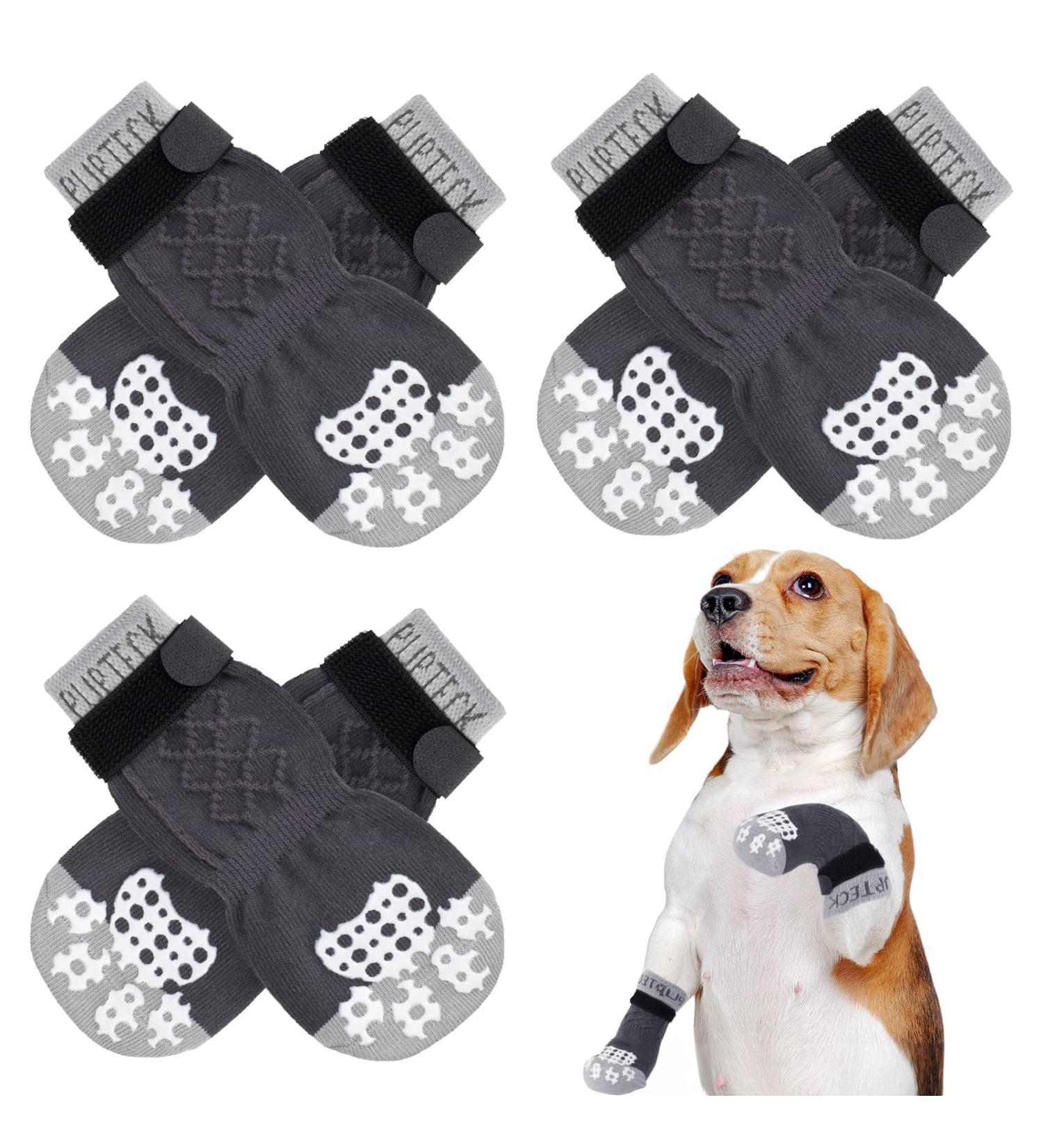 Pupeck Dog Socks - Anti-Slide Paw Protection for Small Medium & Large Dogs | Indoor & Outdoor Use | Summer Heat & Hardwood Floor Safety - Pack of 6 Gray - Buy Online on GoSupps.com