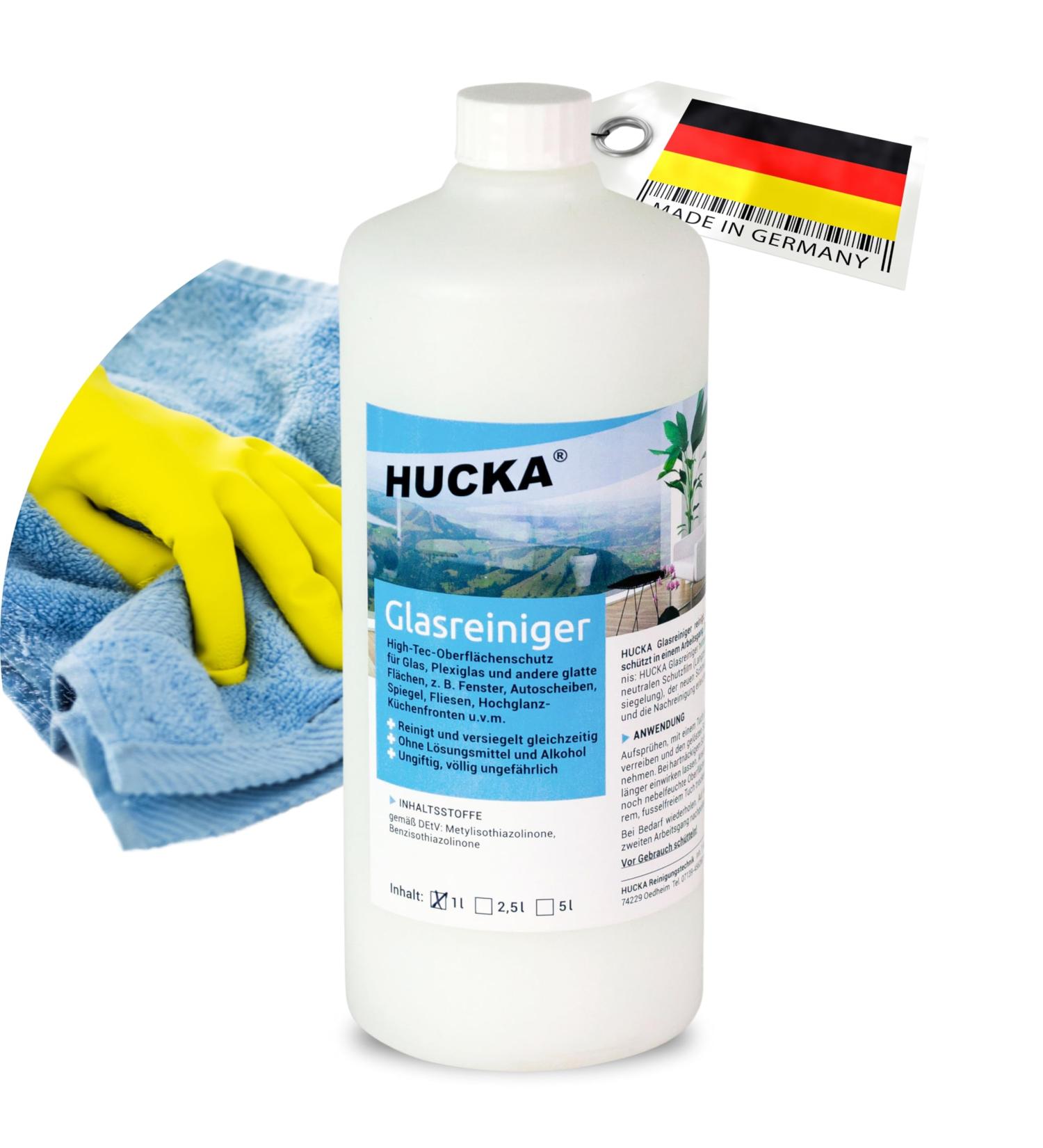 Hucka Glass Cleaner 1000ml - Streak-Free Surface Protection & Window Cleaning Agent (1 Pack) - Buy Online on GoSupps.com