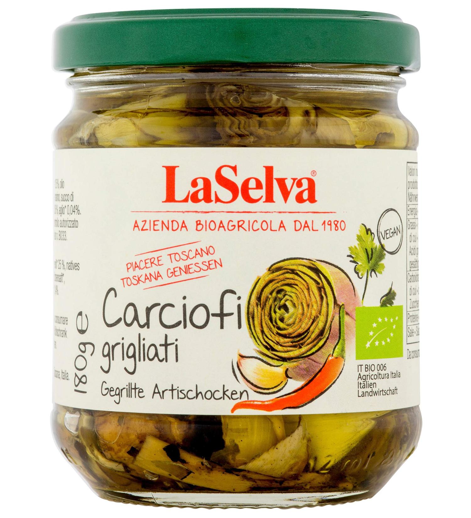 LaSelva Bio Carciofi grigliati - grilled artichokes in oil 180 g
