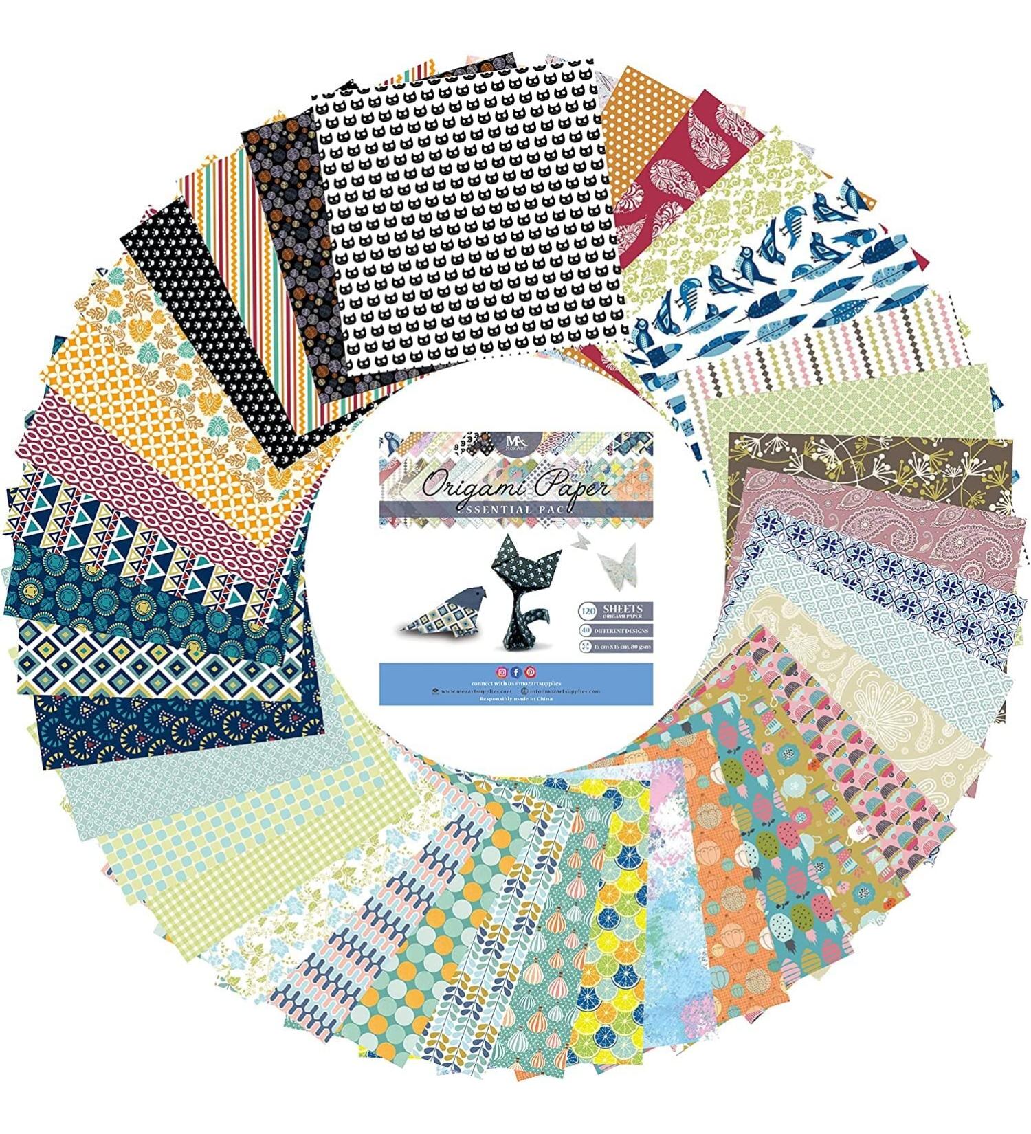 Origami Paper Set - 120 Sheets - Traditional Japanese Folding Papers with Floral, Animal Prints, Aztec & Geometric Designs - 6x6 Origami Papers for Kids & Adults - Mozart Origami Kit - Buy Online on GoSupps.com