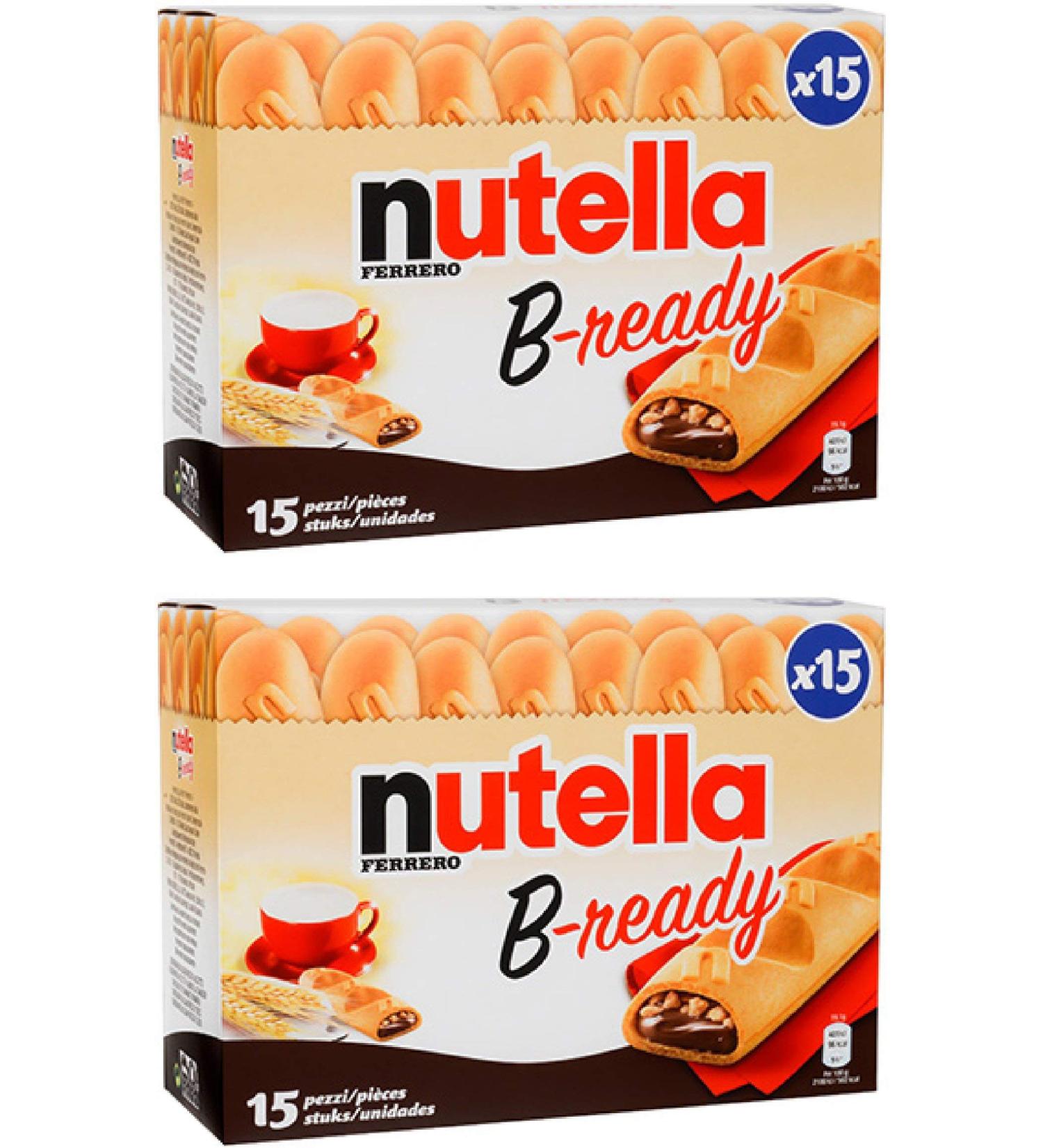 Ferrero: "Nutella B-ready " a crisp wafer of bread in the form of mini baguette stuffed with a creamy Nutella * 15 pieces * 10.13 oz (286g) * Pack of 2  Italian Import