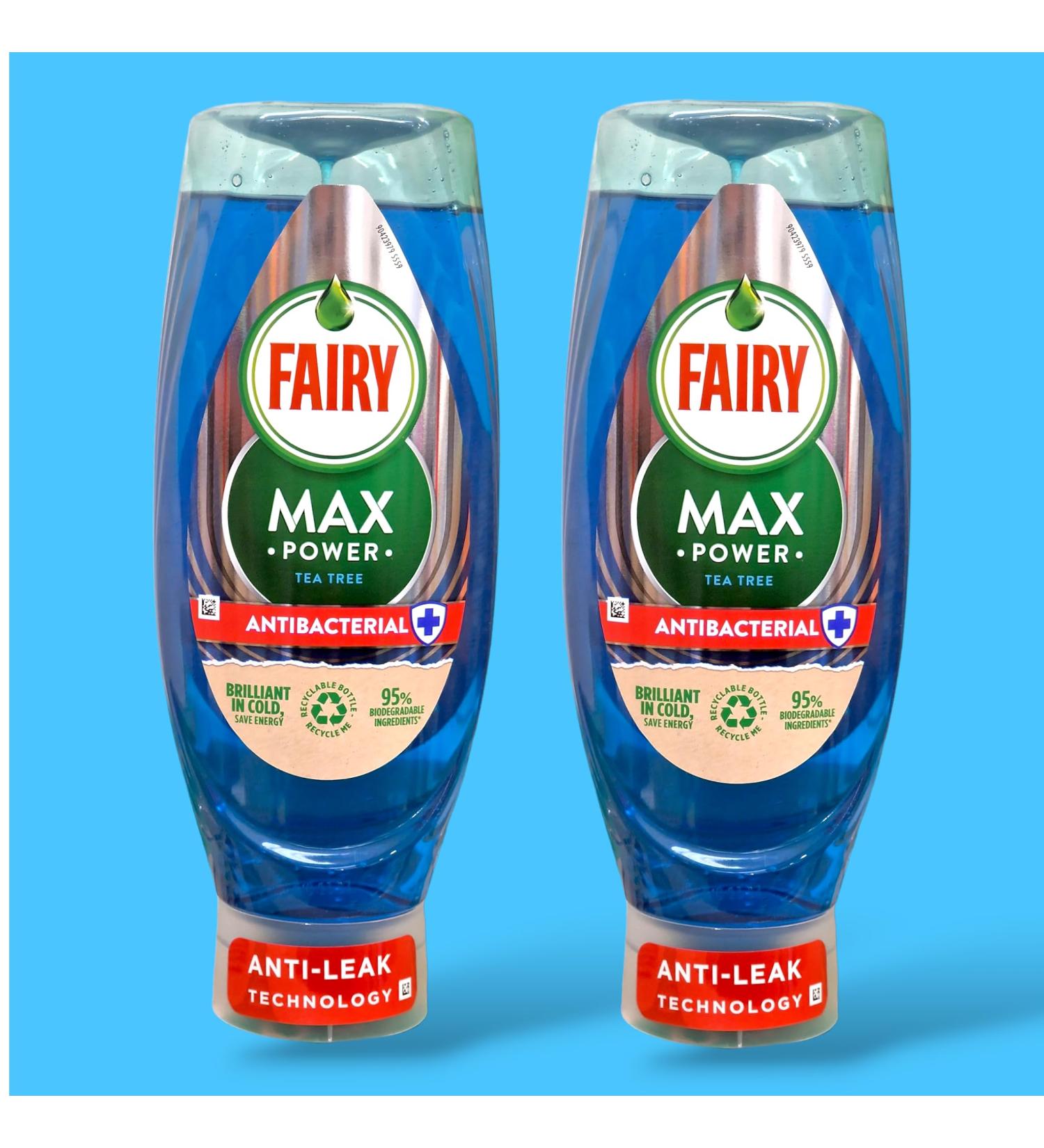 Fairy Max Power Antibacterial Tea Tree Washing Up Liquid 2 x 640 ml Twin Pack