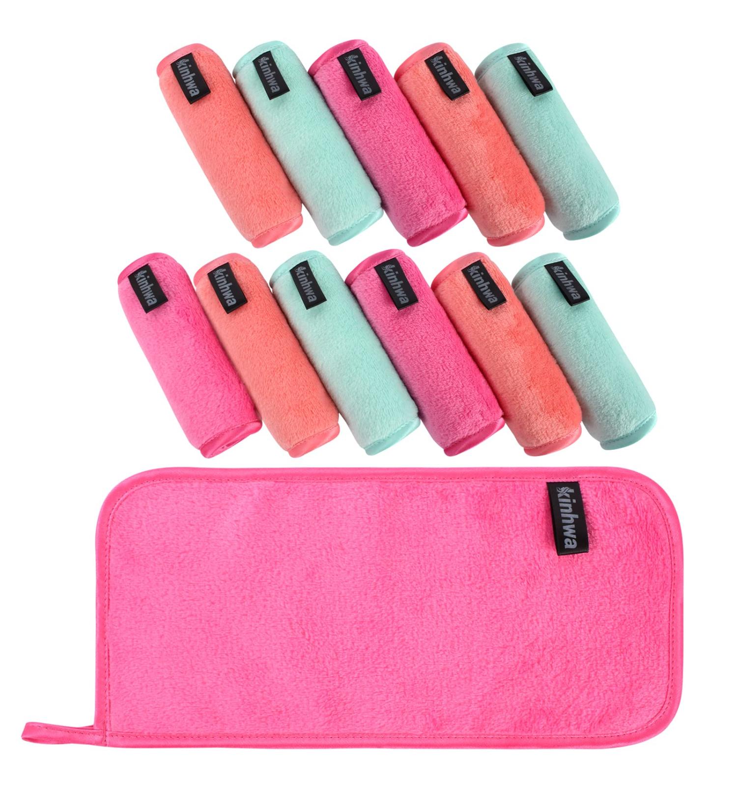 KinHwa Microfiber Makeup Remover Cloths 12 Pack - Reusable Face Towel for Skin Care - Soft Facial Wash Cloth 15x30 cm - Buy Online on GoSupps.com