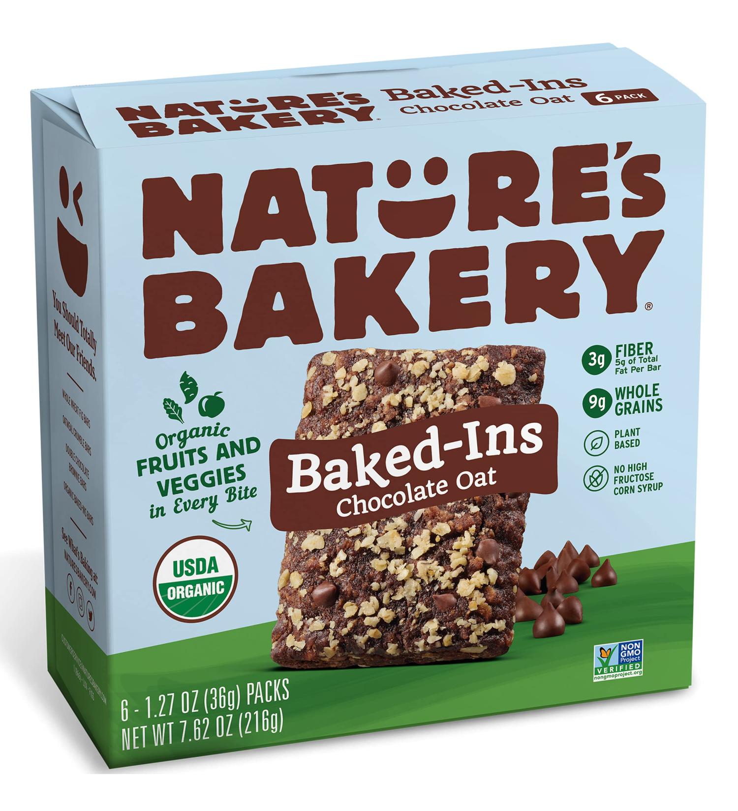 Natureâ€™s Bakery Baked-Ins Bars - Chocolate Oat, Organic Fruits & Veggies, Vegan, Non-GMO - 6-Pack (1.27oz each) - Buy Online on GoSupps.com