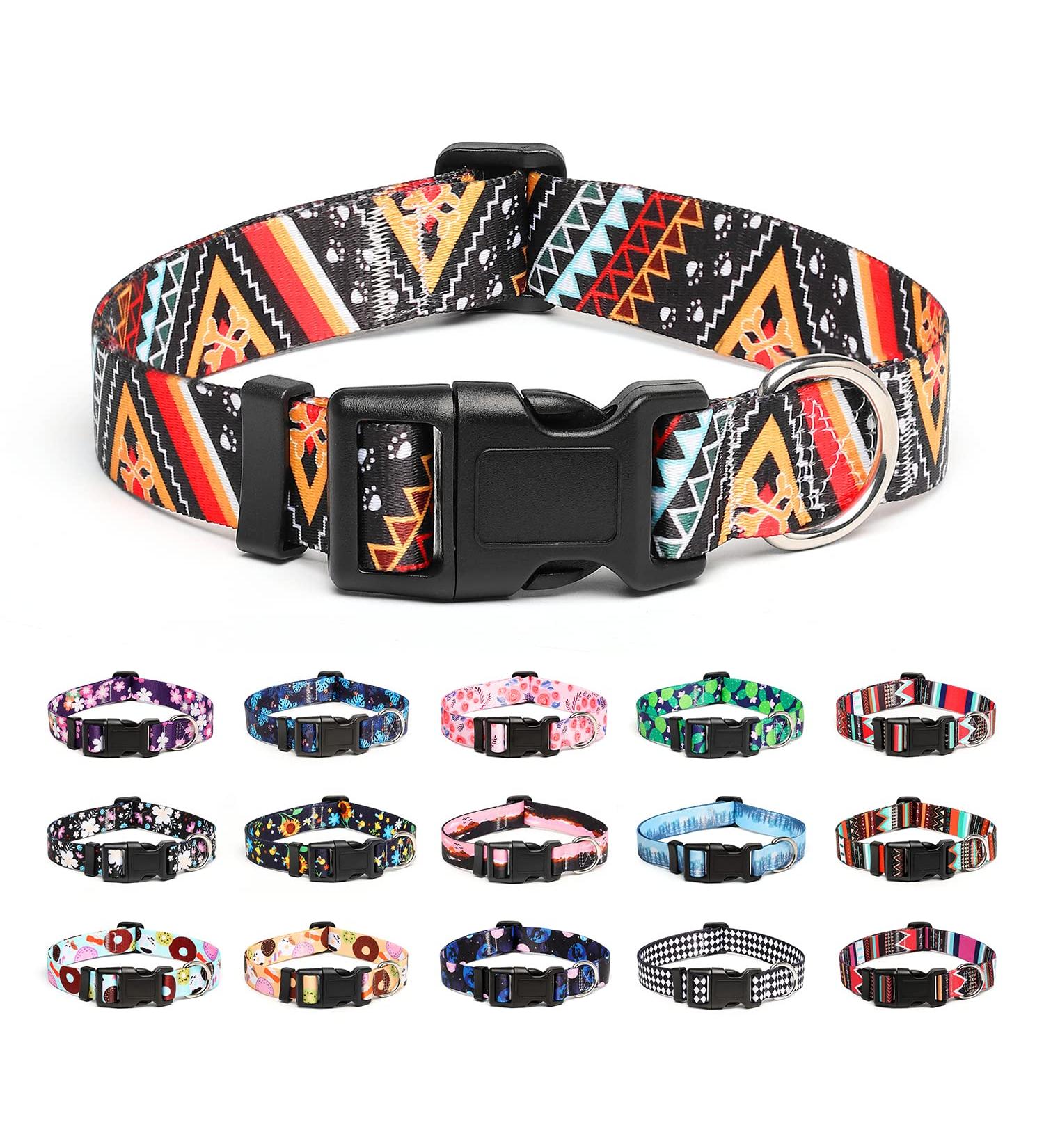 Mercano Adjustable Dog Collar - Soft Nylon Comfort & Stylish Ethnic Gold Pattern for Small to Medium Dogs & Cats - Buy Online on GoSupps.com