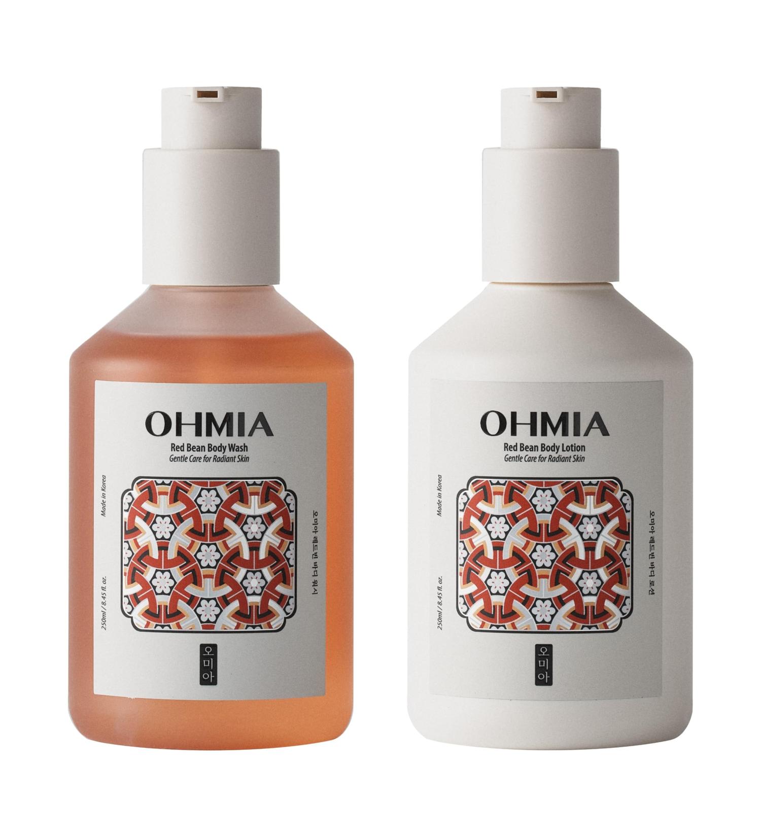 OHMIA Korean Red Bean Body Lotion & Body wash - 24hr Hydrating, Smoothing & Texture Care for Sensitive Skin - Peptides & Hyaluronic Acid - Vegan & Cruelty-Free - 8.45 fl oz - Buy Online on GoSupps.com
