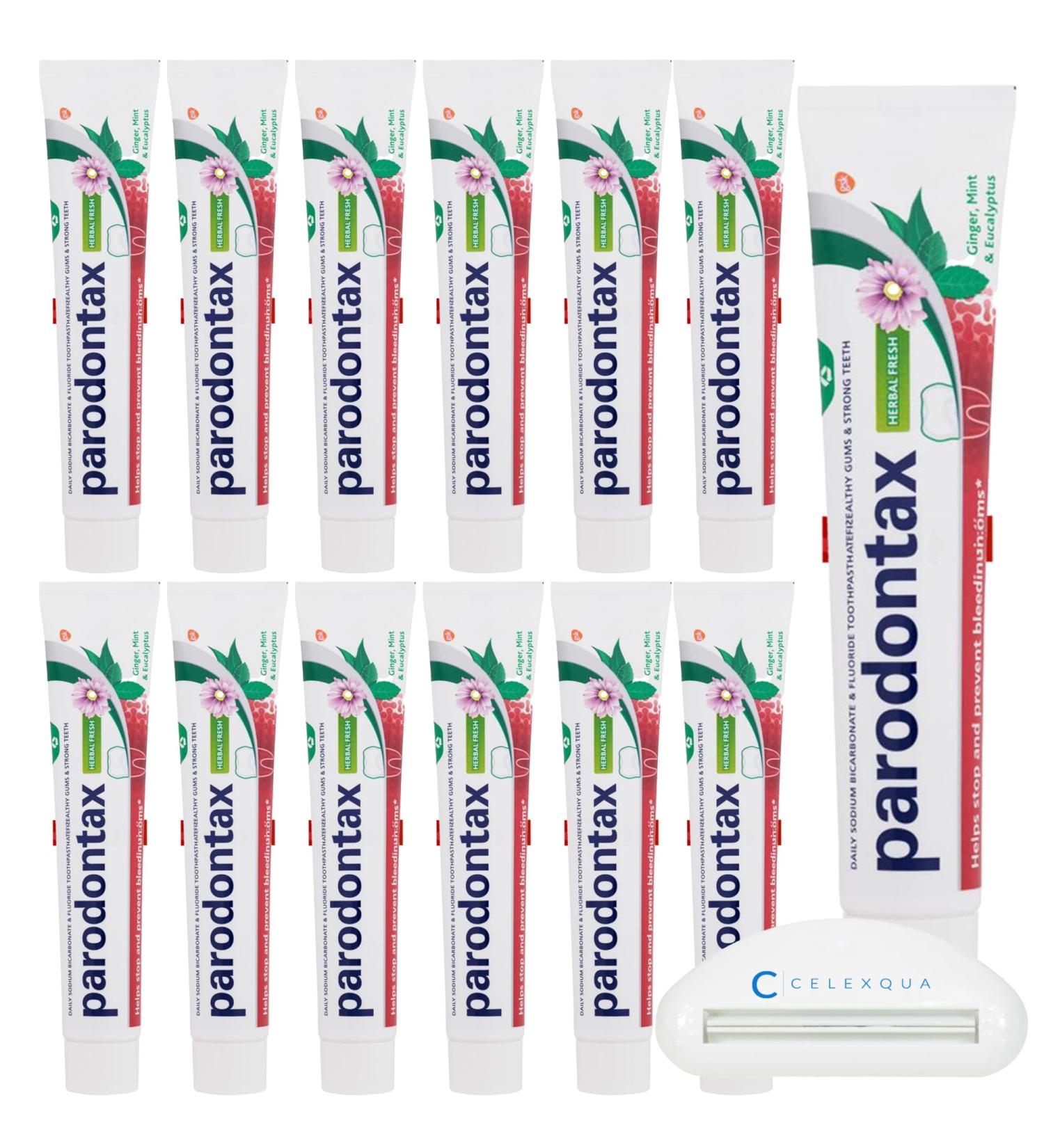 Parodontax Herbal Fresh Toothpaste for Bleeding Gums 75ml (Pack of 12) & Celexqua Toothbrush Cap - Best for Oral Care | International Shipping - Buy Online on GoSupps.com