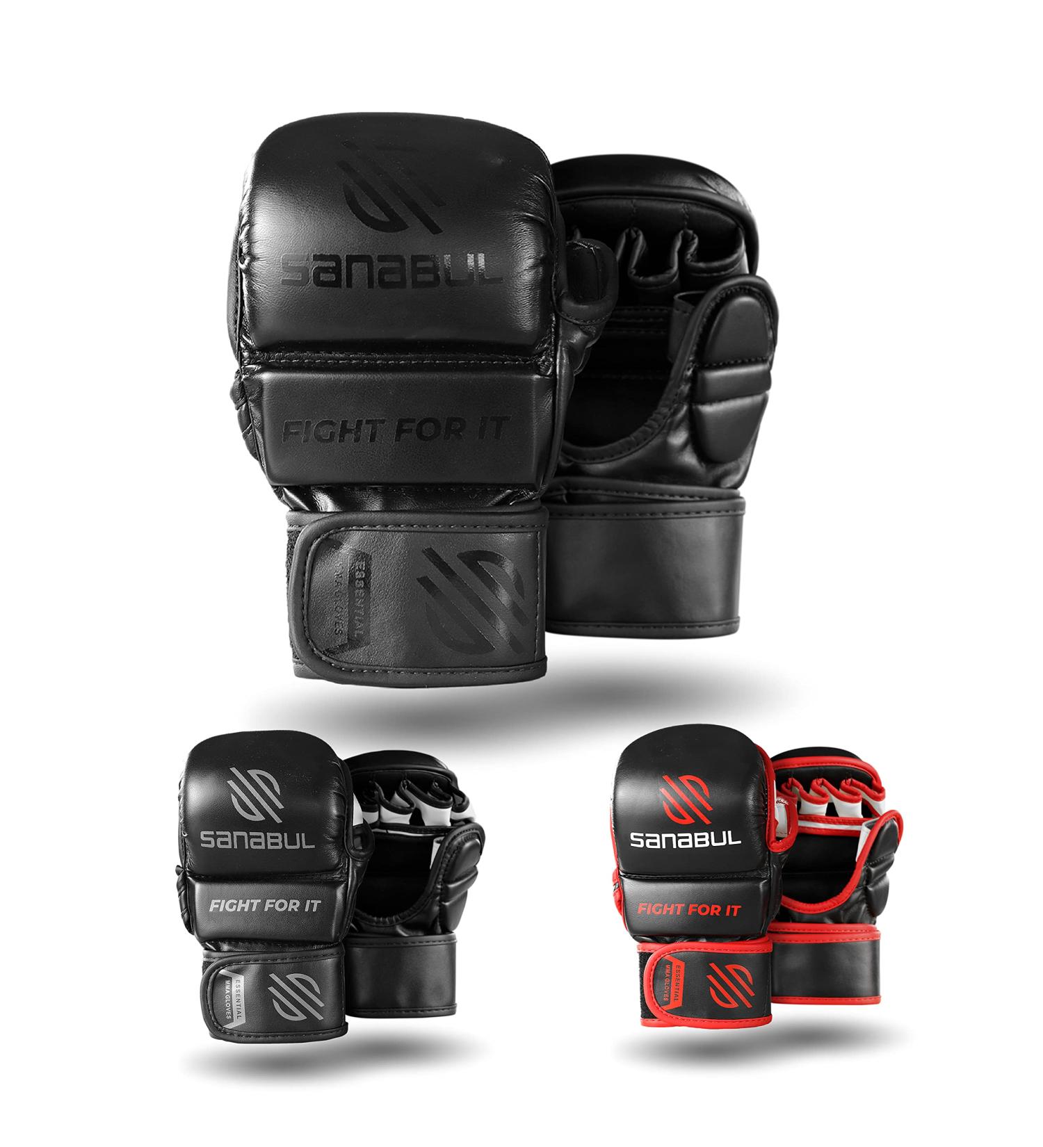 Sanabul Essential 7 oz MMA Hybrid Sparring Gloves - AllBlack (Large/X-Large) - Buy Online on GoSupps.com
