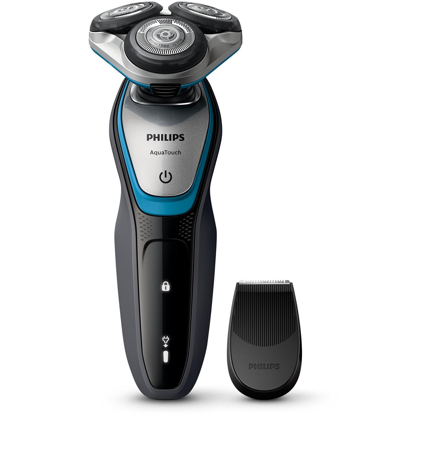 Philips S5400/06 Series 5000 Aqua Touch Electric Shaver with Smart Click Precision Trimmer Charcoal Grey - Aquatic Blue - Super Nova Silver 5 Piece Set - Buy Online on GoSupps.com
