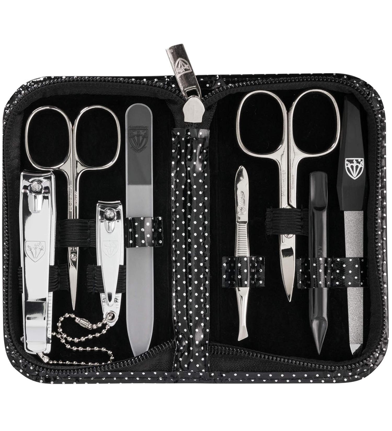Buy Three Swords Roma 8-Piece Manicure Set | High-Quality Nail Care in Dotted Synthetic Leather Etui | Nail Scissors Clippers Tweezers & Glass Files - Buy Online on GoSupps.com