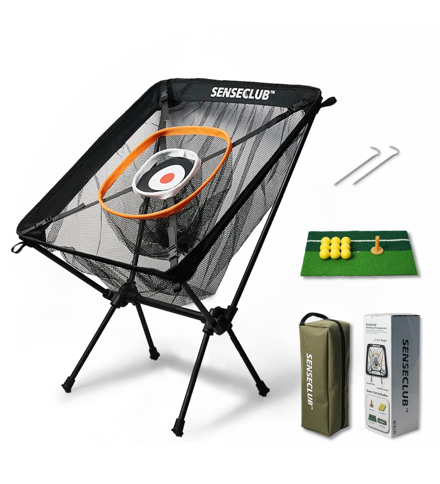SENSECLUB Indoor Golf Chipping Net with Mat and Practice Balls - Perfect Golf Target for Backyard Swing Game - Great Golf Gift Idea - Buy Online on GoSupps.com