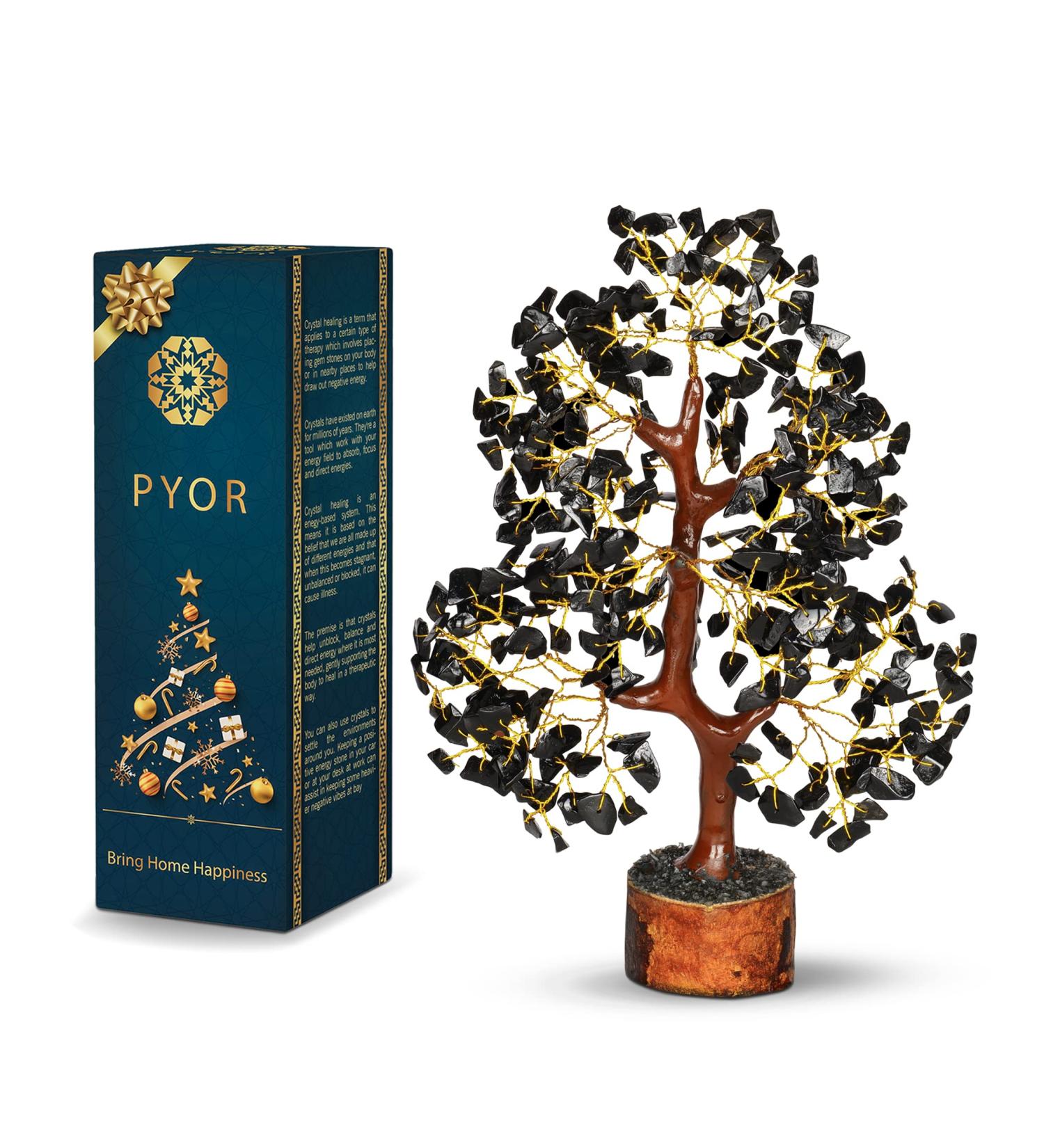 Black Tourmaline Stone Crystal Tree - Feng Shui Gem Tree for Office Desk Decor - Positive Tourmaline Quartz Crystal Gifts - Buy Online on GoSupps.com