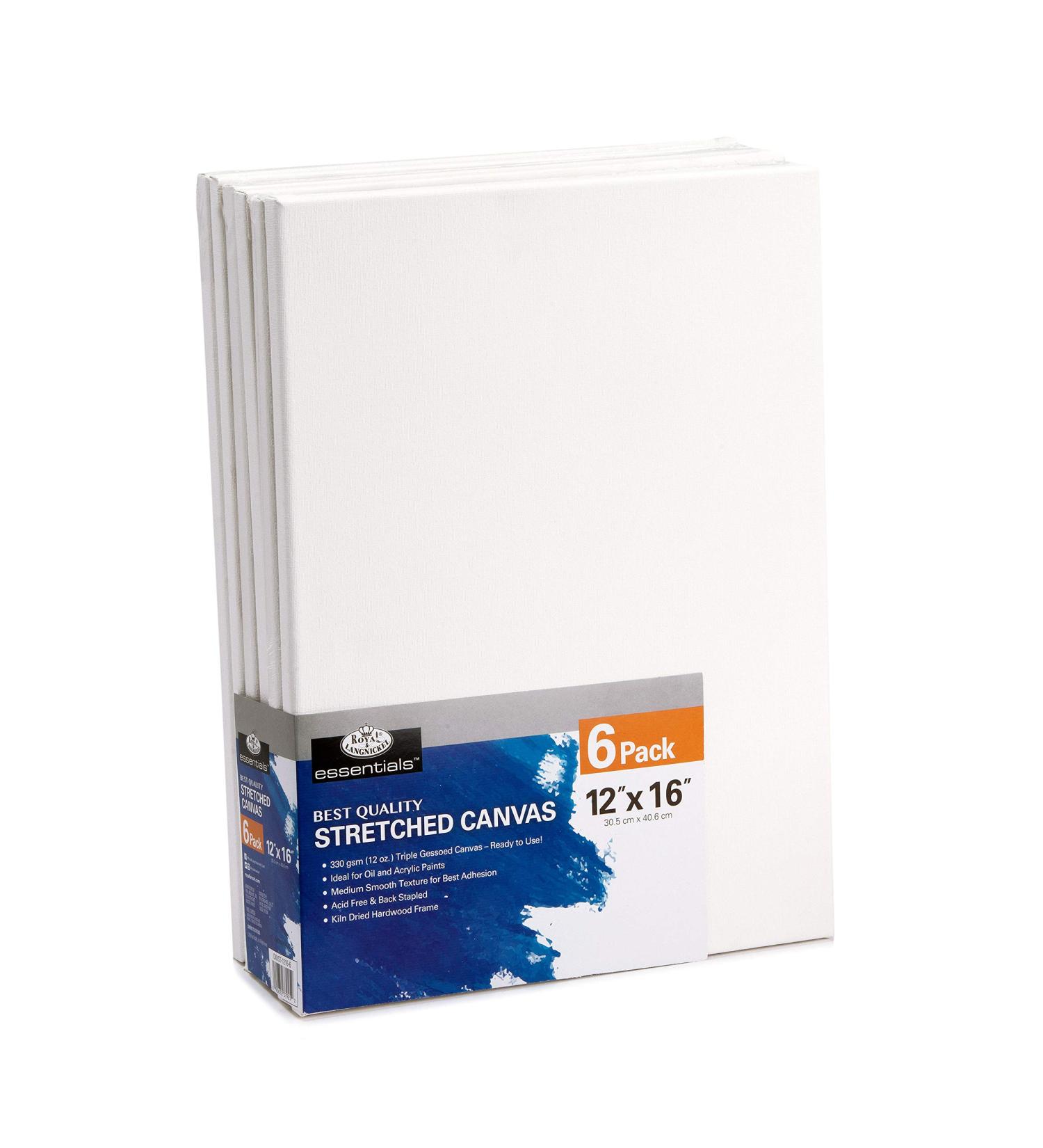 Royal & Langnickel Essentials 12x16 Triple Gessoed Stretched Canvas Value Pack for Oil and Acrylic Painting - 6 Pack - Buy Online on GoSupps.com