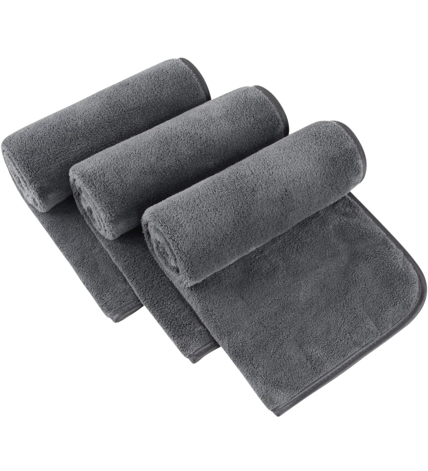 SINLAND Microfiber Hand Towel 3 Pack - Super Soft Makeup Remover & Face Cleansing Cloth - 16x30 Inch - Grey/Dark Grey - Ideal for Bathroom, Home Spa, Sports - Buy Online on GoSupps.com