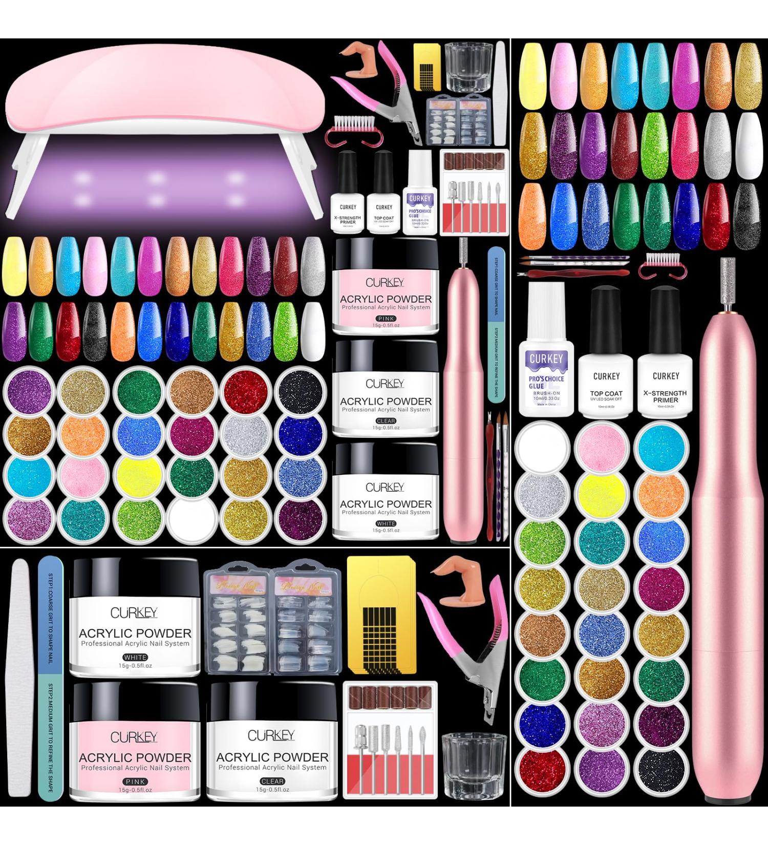 Curkey 65-in-1 Professional Acrylic Nail Kit Set - Complete Starter Kit with Drill for Beginners | International Shipping Available - Buy Online on GoSupps.com