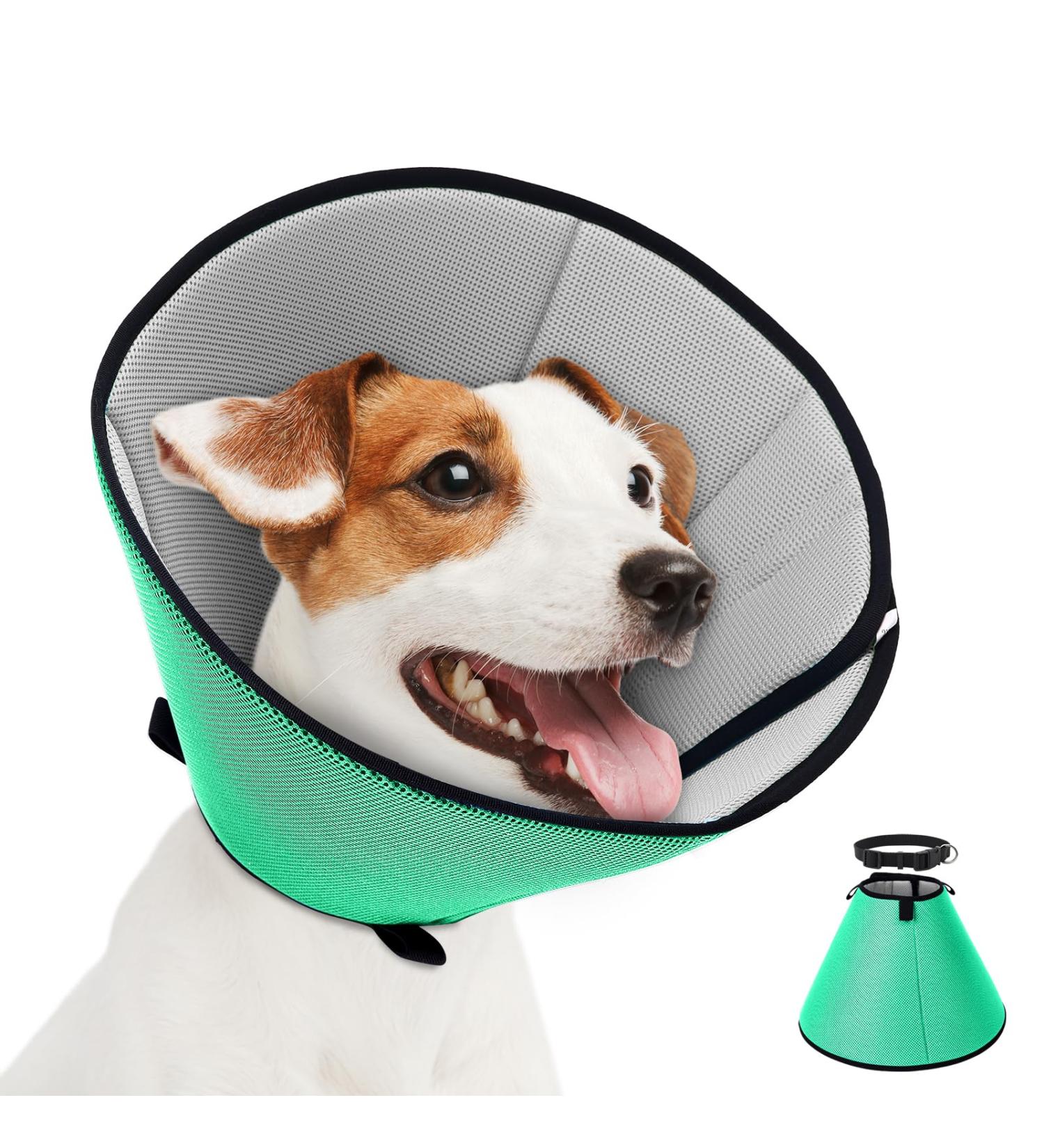 Supet Dog Leak Protection Breaker Collar - Adjustable Soft Protective Neck Band for Post-Op Recovery - Breathable Lime Green Size S (20-25.5cm) - Buy Online on GoSupps.com