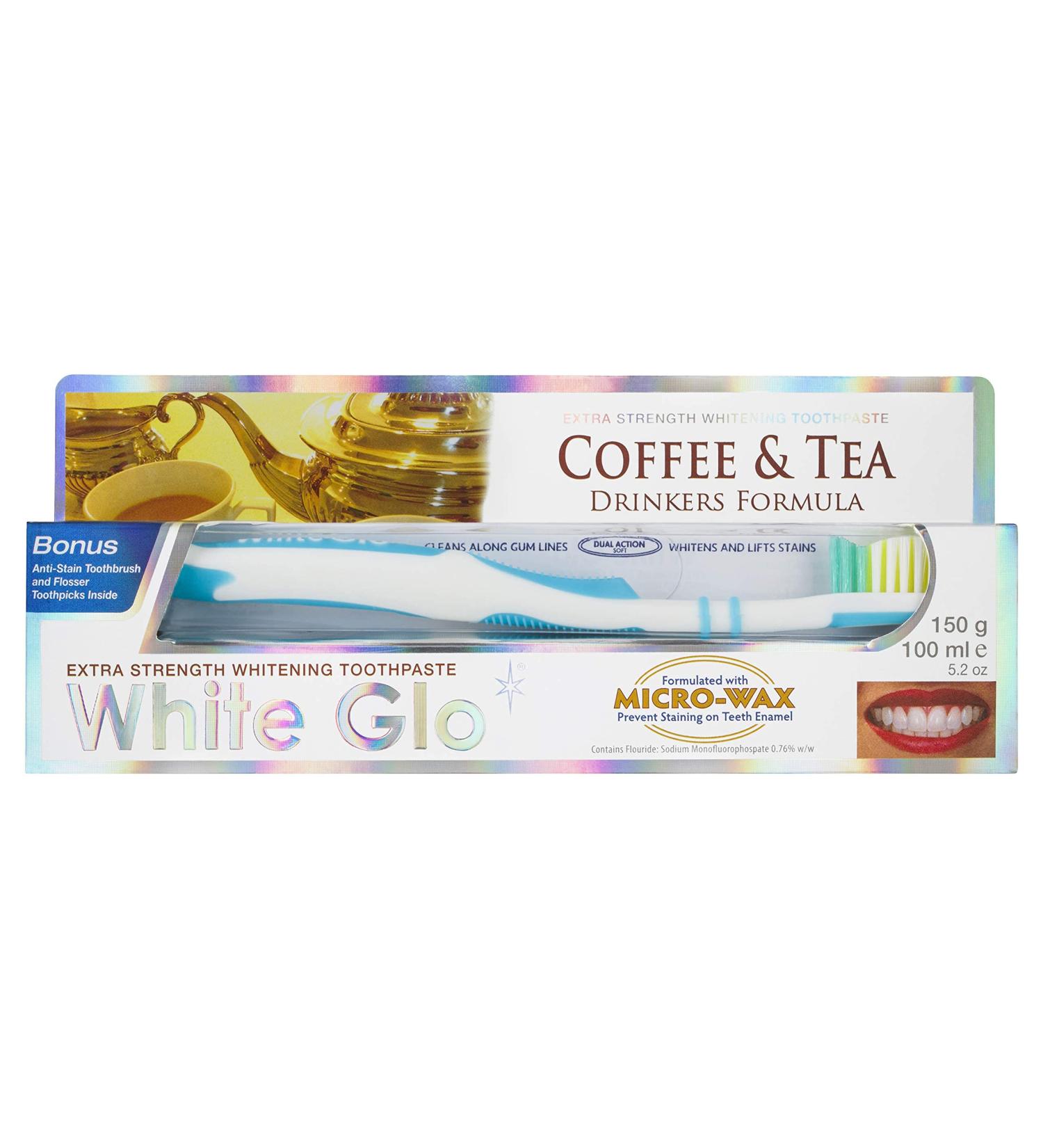 White Glo Premium Intensive Extra Whitening Toothpaste & Toothbrush - 100ML for Coffee & Tea Drinkers | International Shipping Available - Buy Online on GoSupps.com