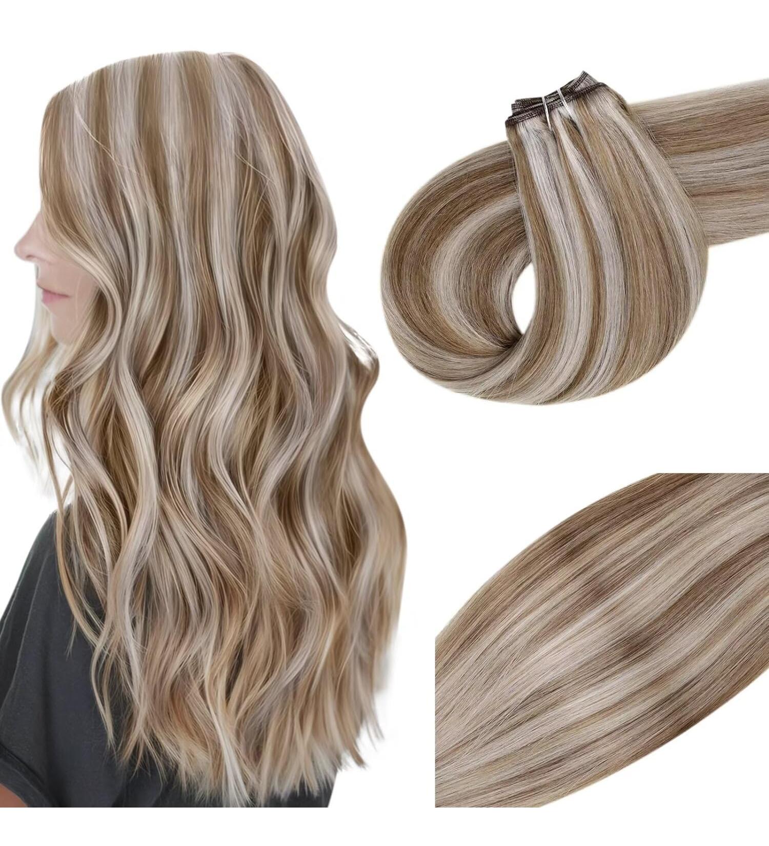 Vivien Real Hair Extensions - 50cm 100g Tressen in Ash Brown & Platinum Blonde | Premium Quality - International Shipping - Buy Online on GoSupps.com