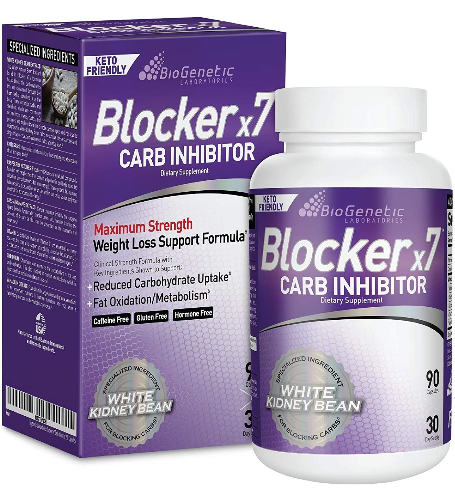 BioGenetic Labs Carb Blocker X7 - White Kidney Bean Cheat Pill for Keto - 90 Capsules for Weight Management in Women and Men - Buy Online on GoSupps.com