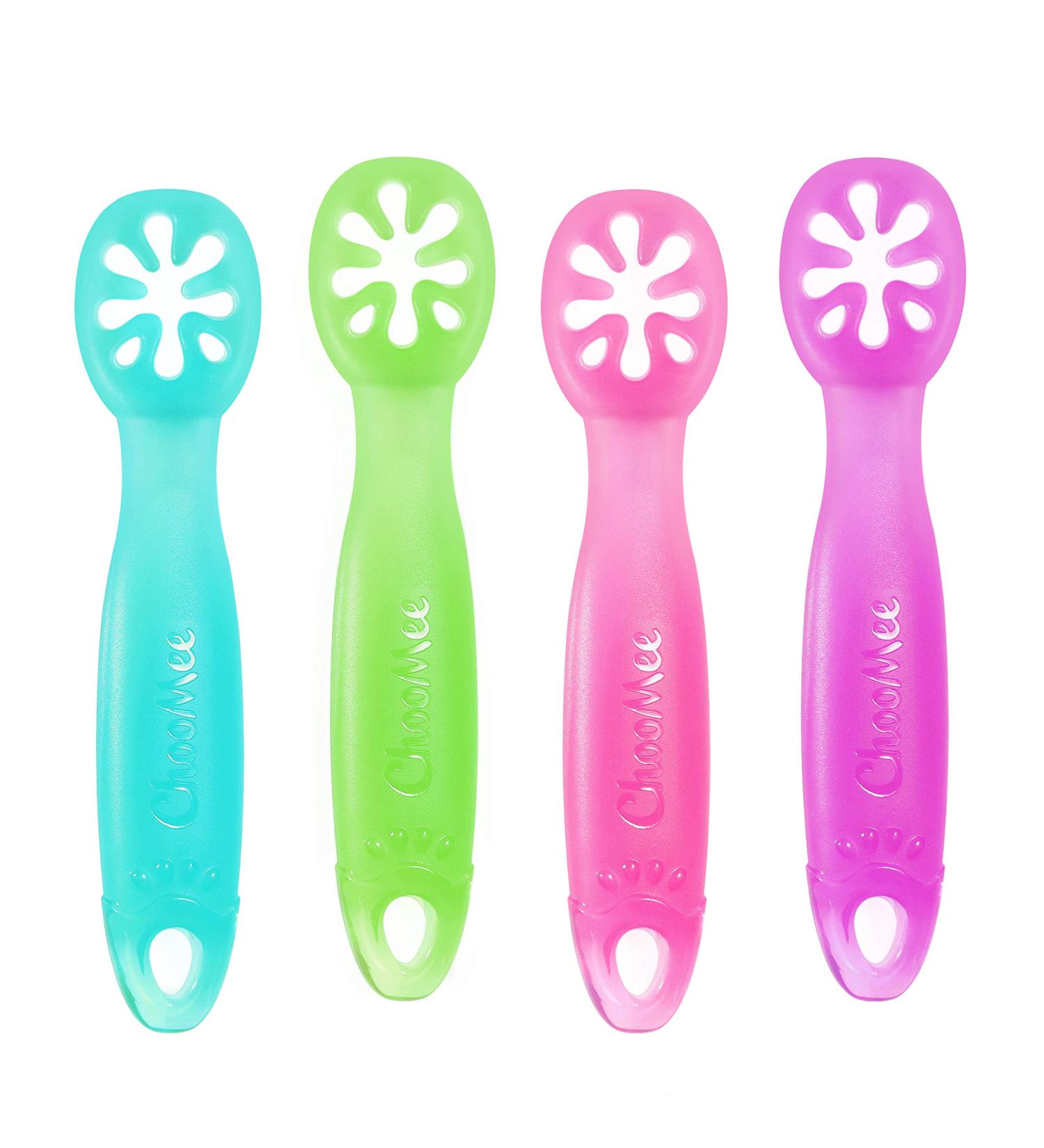 ChooMee FlexiDip Baby Starter Spoon Set - Teething Friendly Learning Utensils (4 CT) - Buy Online on GoSupps.com