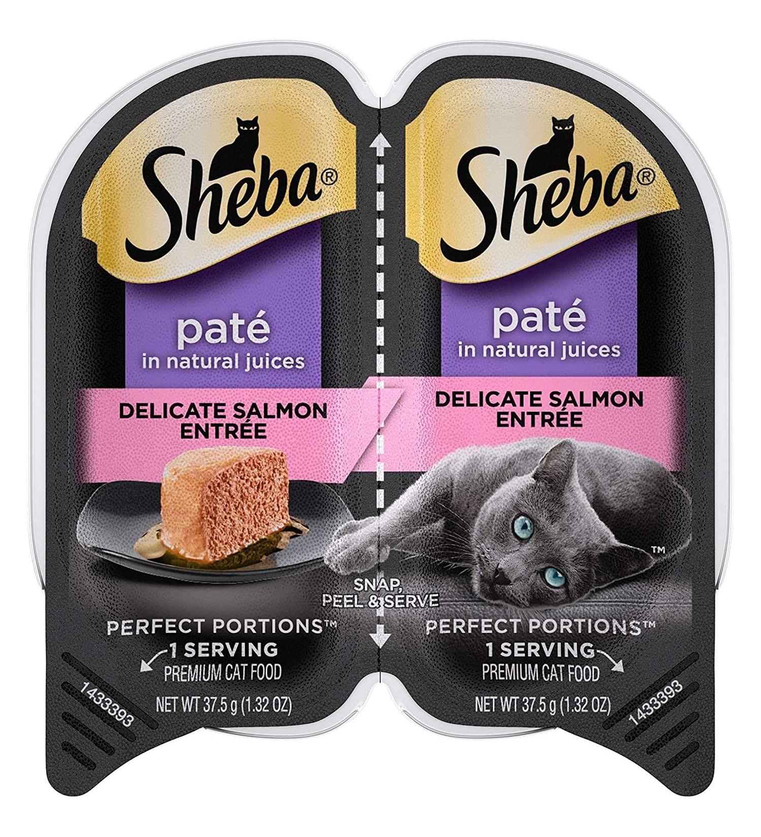 Sheba Delicate Salmon Pate Perfect Portions - 6 Twin Packs, 12 Individual Servings - Buy Online on GoSupps.com