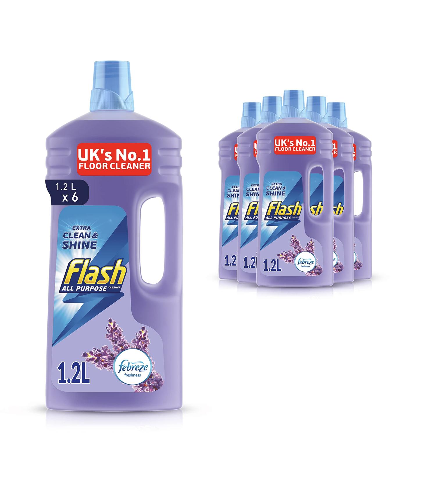 FLASH All Purpose Multi Surface Cleaner 6 Litres (1.2 Litre x 6) Floor Cleaner Liquid Relaxing lavender