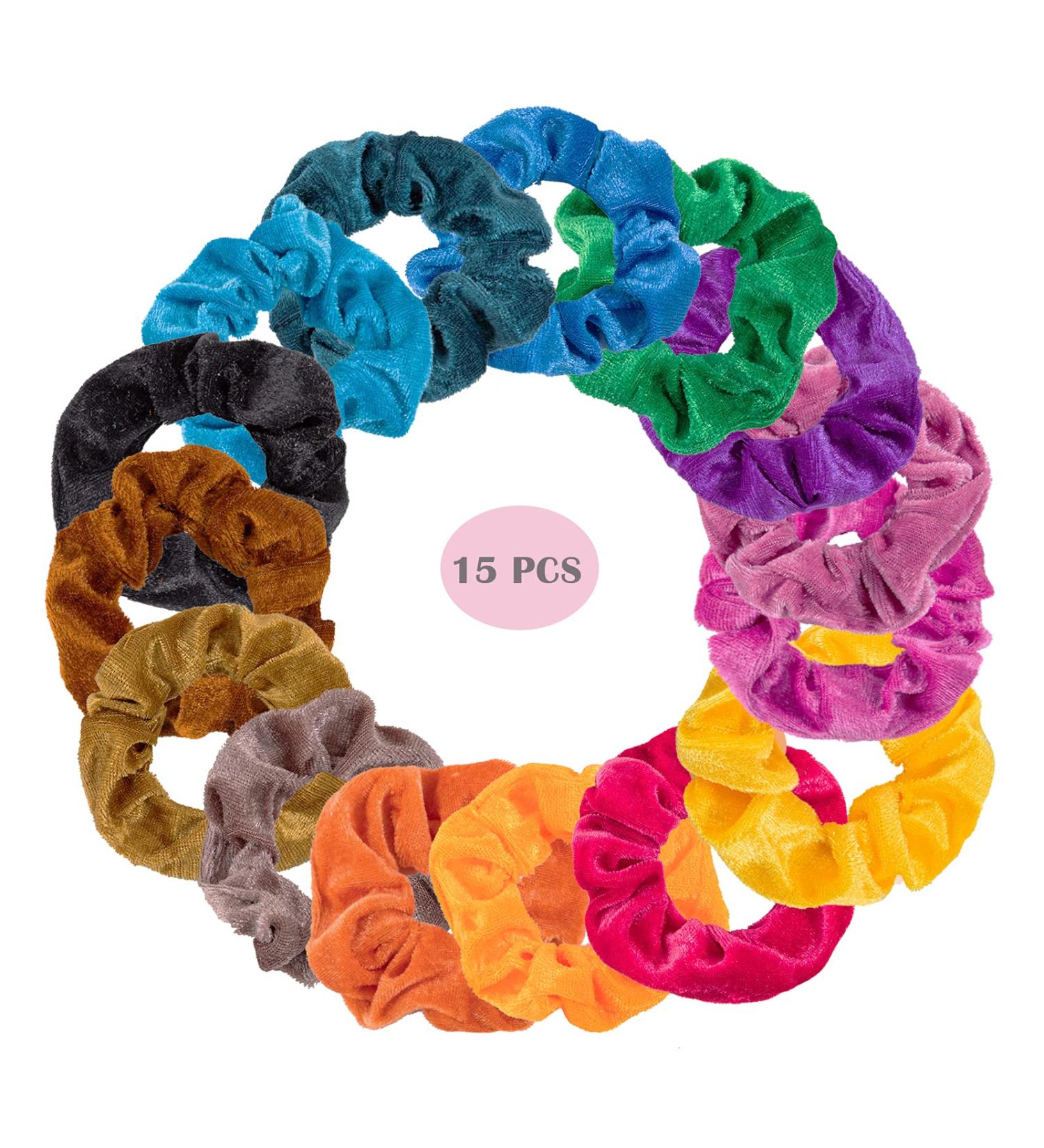 15pcs Velvet Hair Ties - Colorful Scrunchies & Elastic Hair Bands for Women & Girls - Perfect Ponytail Accessories - Buy Online on GoSupps.com