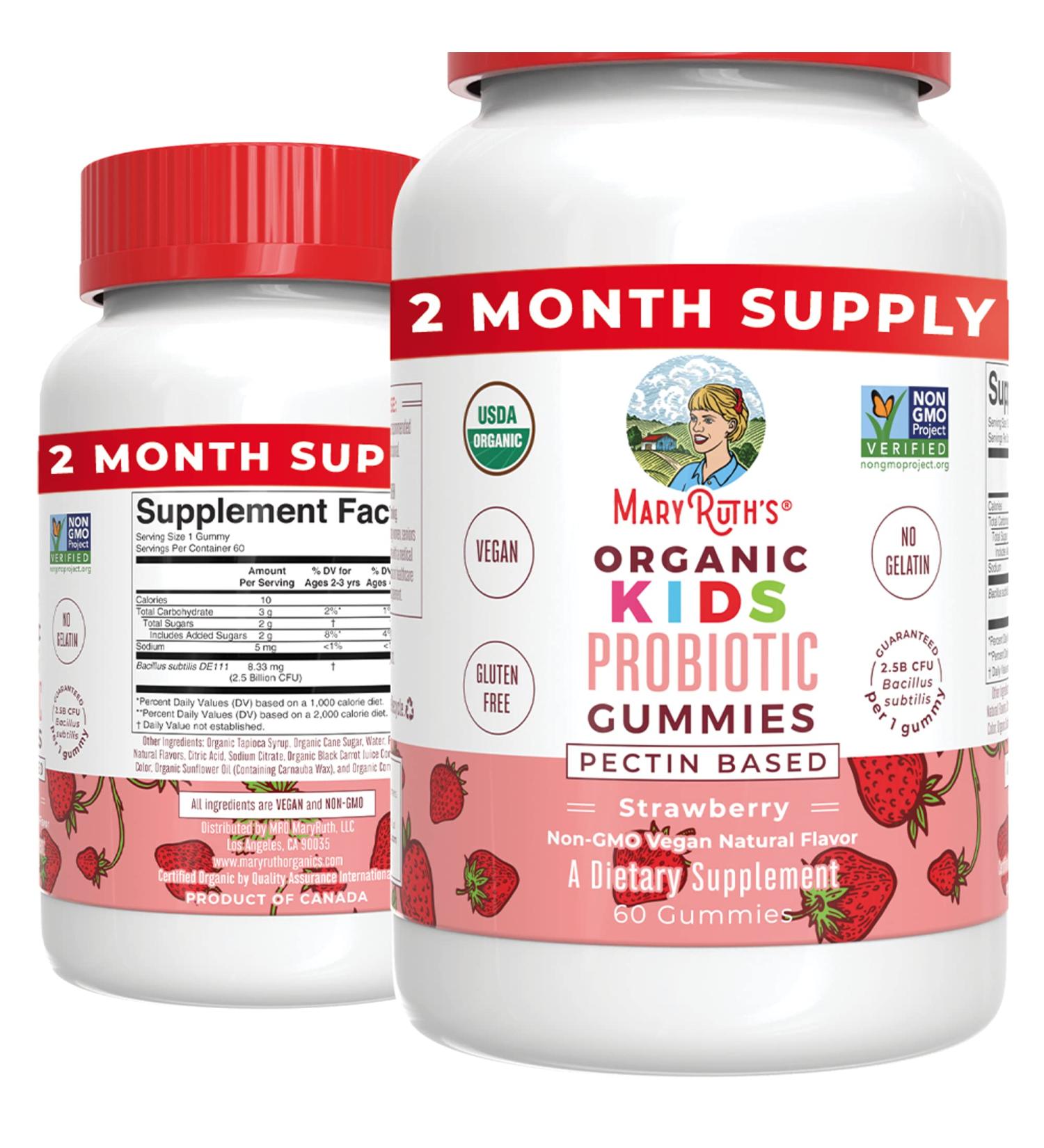 USDA Organic Probiotic Gummies for Kids - Digestive & Immune Support Supplement | Vegan, Non-GMO, Gluten Free | 60 Count - Buy Online on GoSupps.com