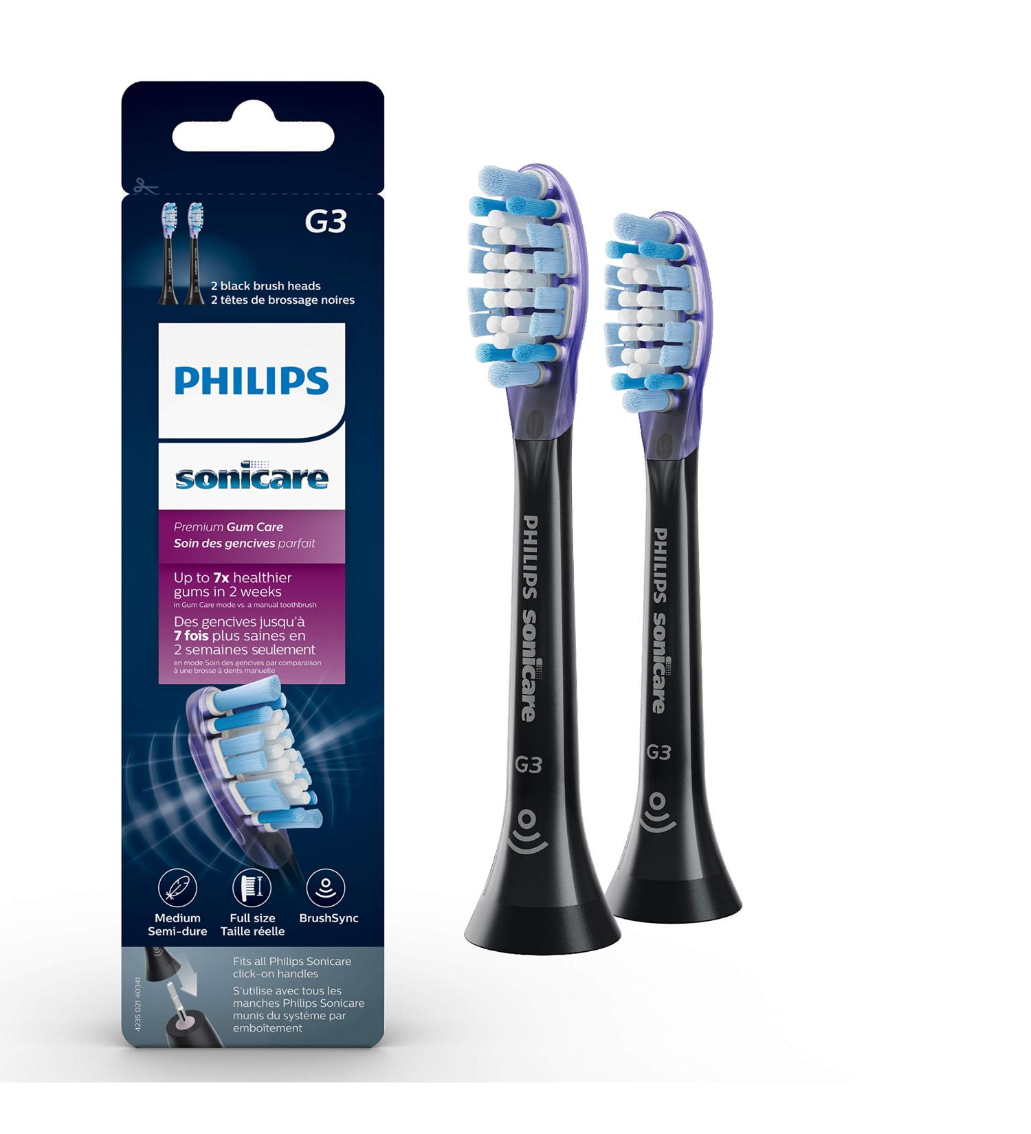 Philips Sonicare Premium Gum Health RFID Replacement Brush Heads Black 2 Pack HX9052/95 2 count (Pack of 1) Black - Buy Online on GoSupps.com
