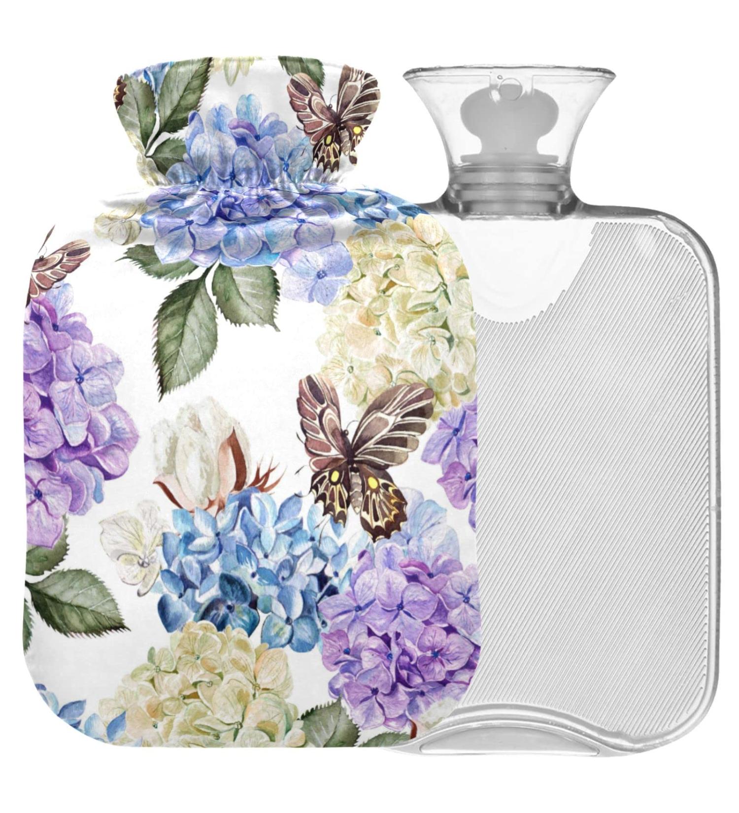 Naanle Hortensia Butterfly Hot Water Bottle - 1L Pain Relief for Menstrual Cramps & Heat Therapy - Transparent Warm Water Bottle - Buy Online on GoSupps.com