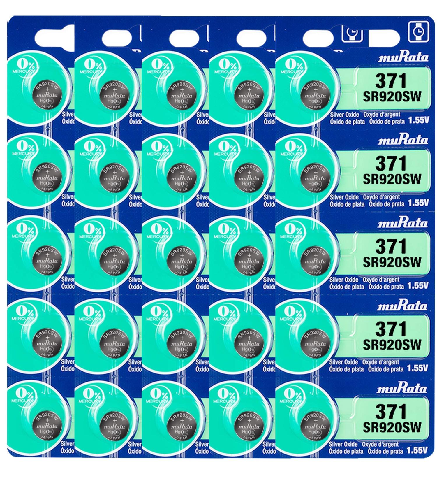 Murata 371 Battery SR920SW - 1.55V Silver Oxide Watch Button Cell | Pack of 25 - Long-lasting & Reliable Replacement - Buy Online on GoSupps.com
