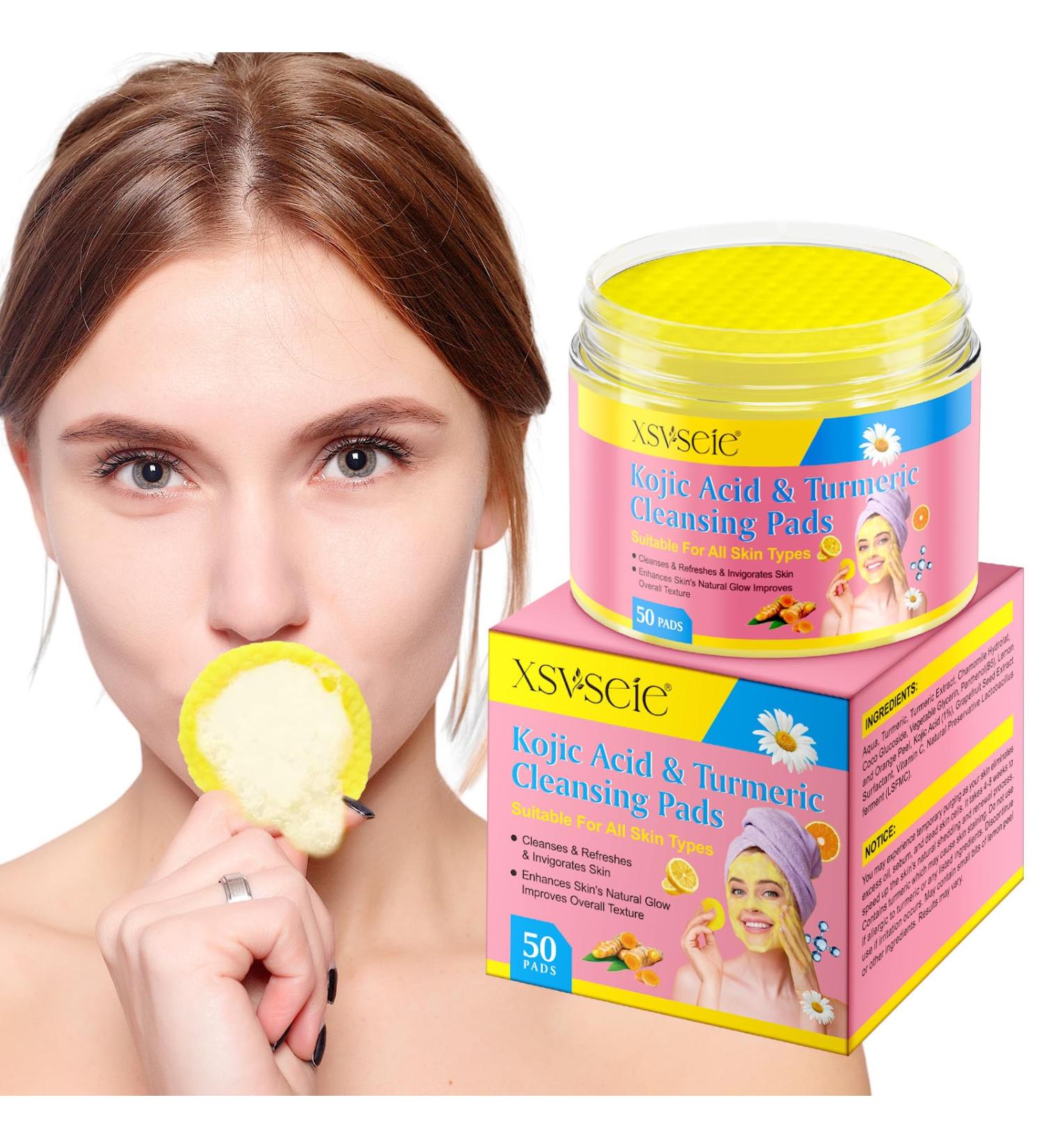  Feeliville Turmeric Pads Kojic Acid & Turmeric Pads Infused Foaming Exfoliating Pads for Dark Spots Dull Skin Unclog Pores Help Balance Skin Oil and Water (2  - Buy Online on GoSupps.com