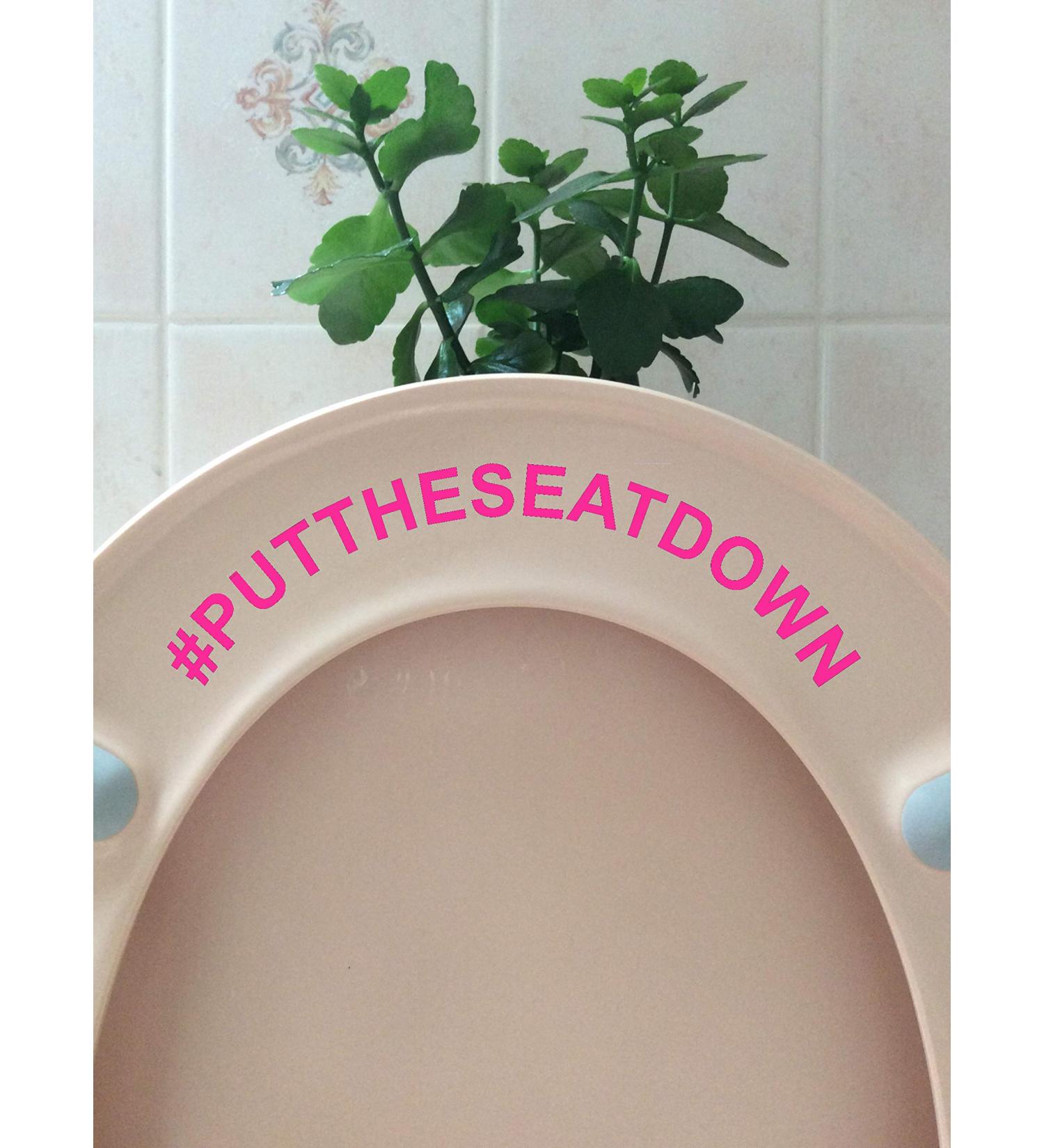 Hashtag Put The Seat Down Novelty Toilet Seat Sticker/Lid Decal Bathroom Decor (Pink)