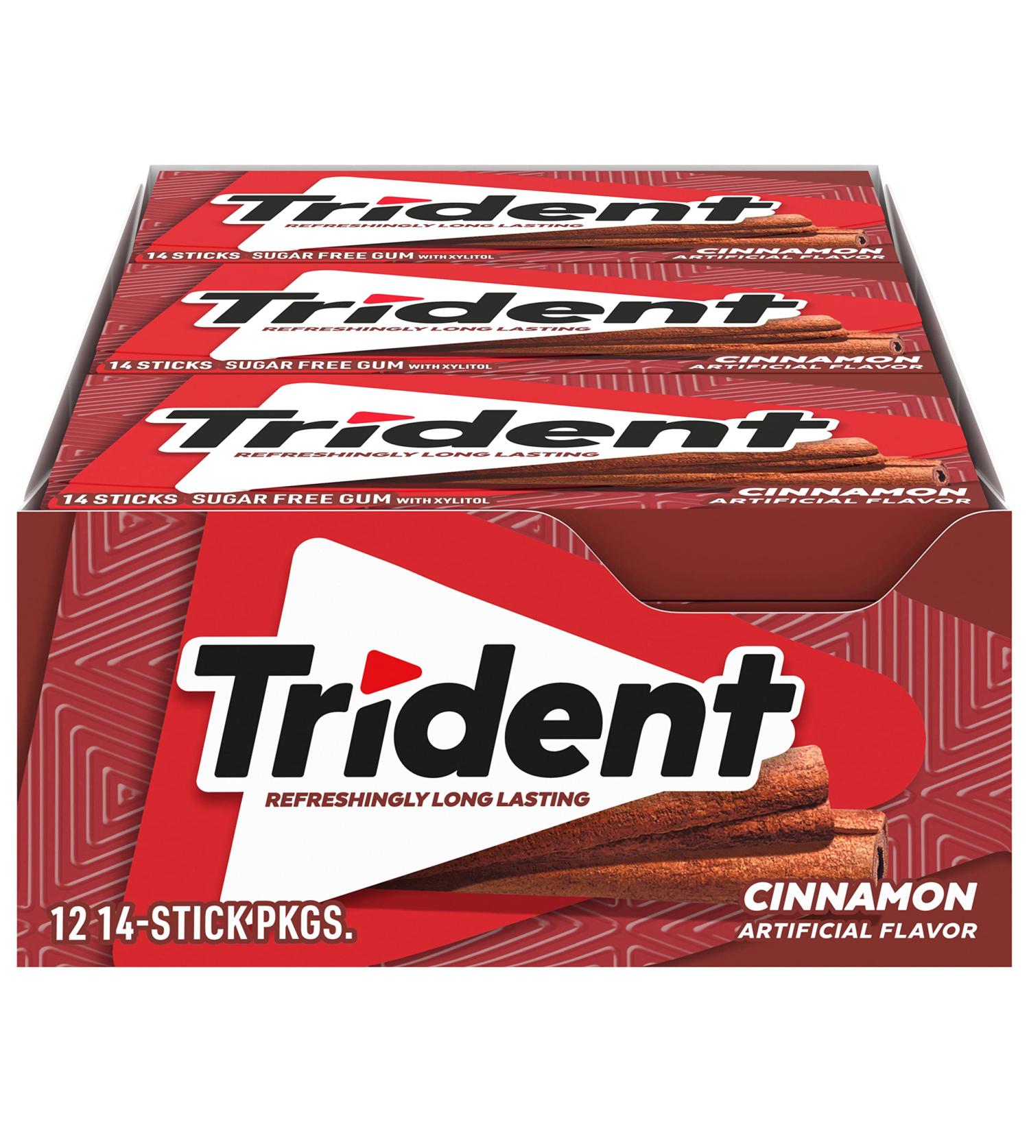 Trident Cinnamon Sugar Free Gum  14 Count (Pack of 12) (168 Total Pieces) - Buy Online on GoSupps.com