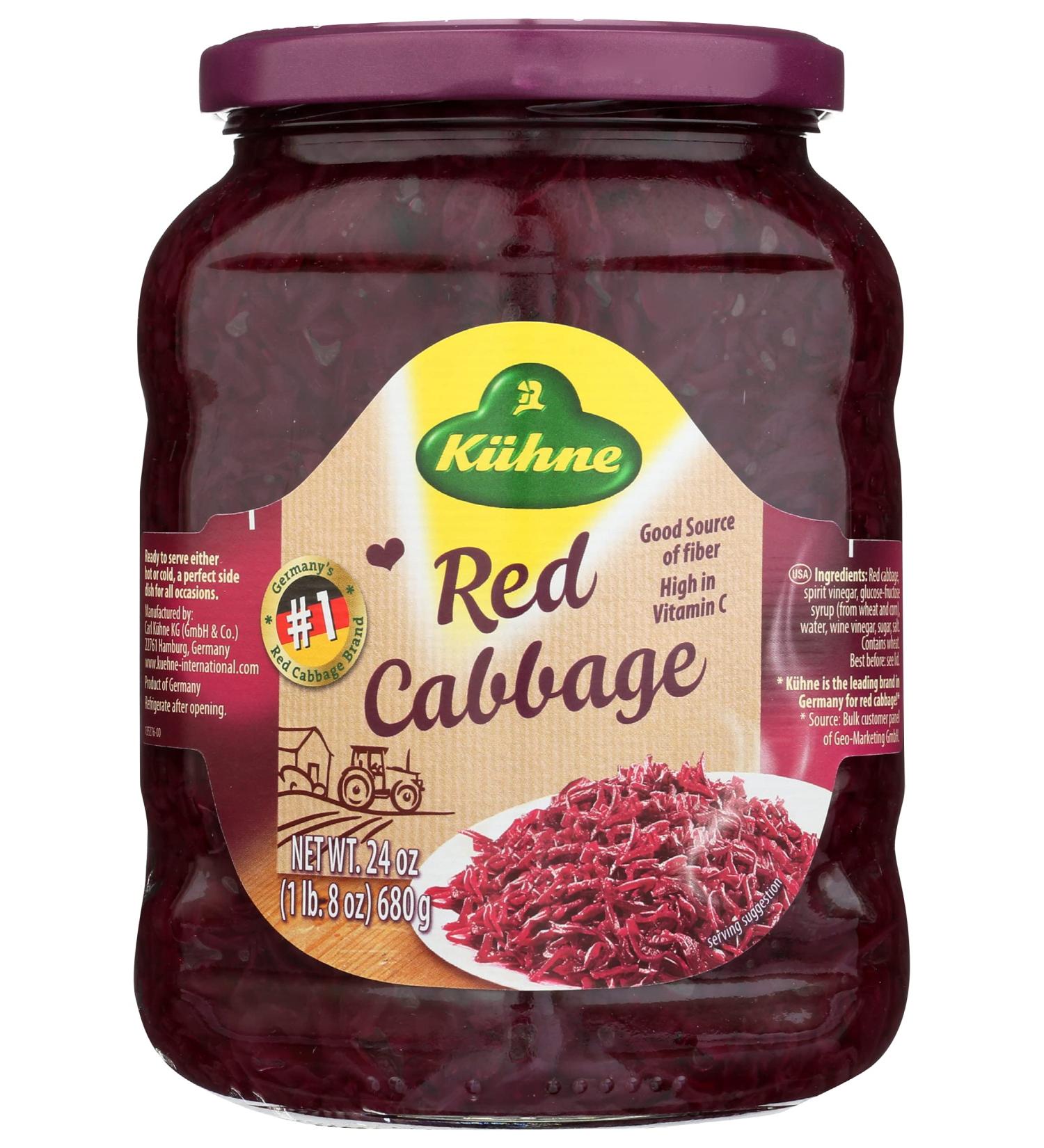 Kuhne Cabbage Red 24 oz - Premium Quality Pickled Red Cabbage | Buy Online - Buy Online on GoSupps.com