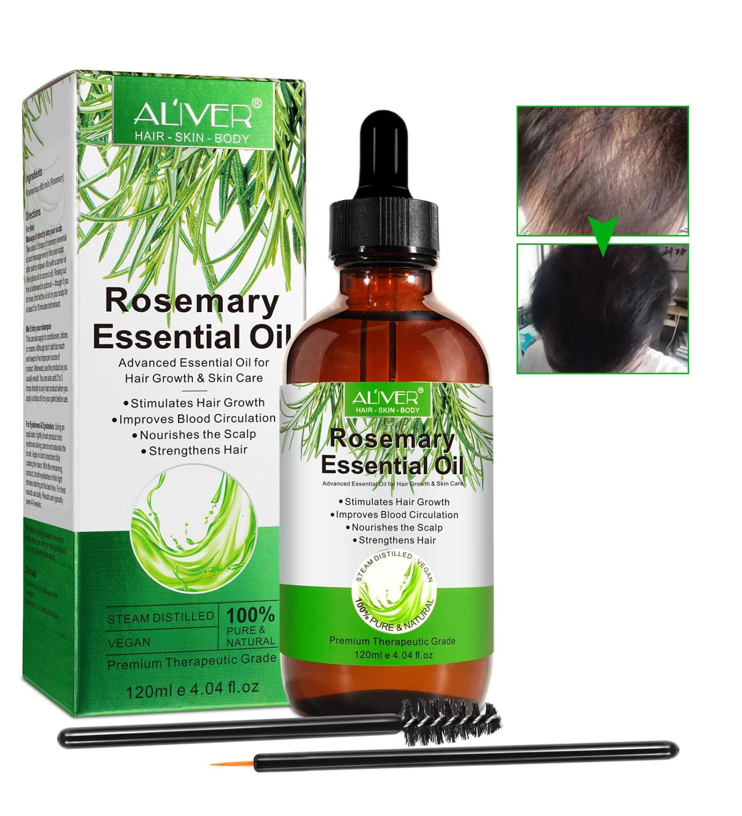 Rosemary Oil(120ml) Rosemary Essential Growth Oil for Hair Growth & Skin Care Improve Hair Loss and Nourishes Scalp Strengthens Hair Rid of Itchy and Dry Scalp for Men Women - Buy Online on GoSupps.com