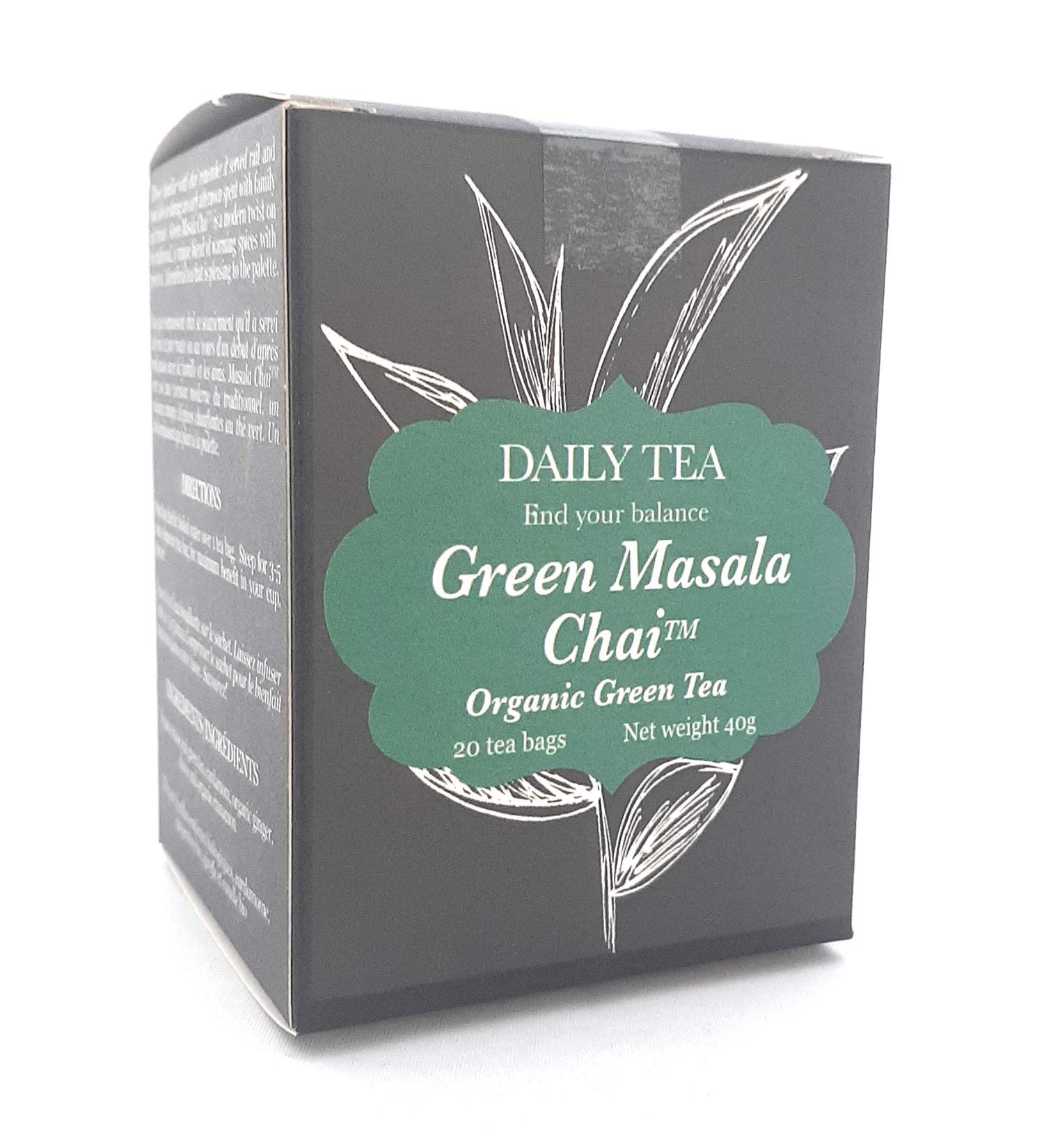 Daily Tea Organic Green Masala Chai 20 Tea Bags net Weight 40g