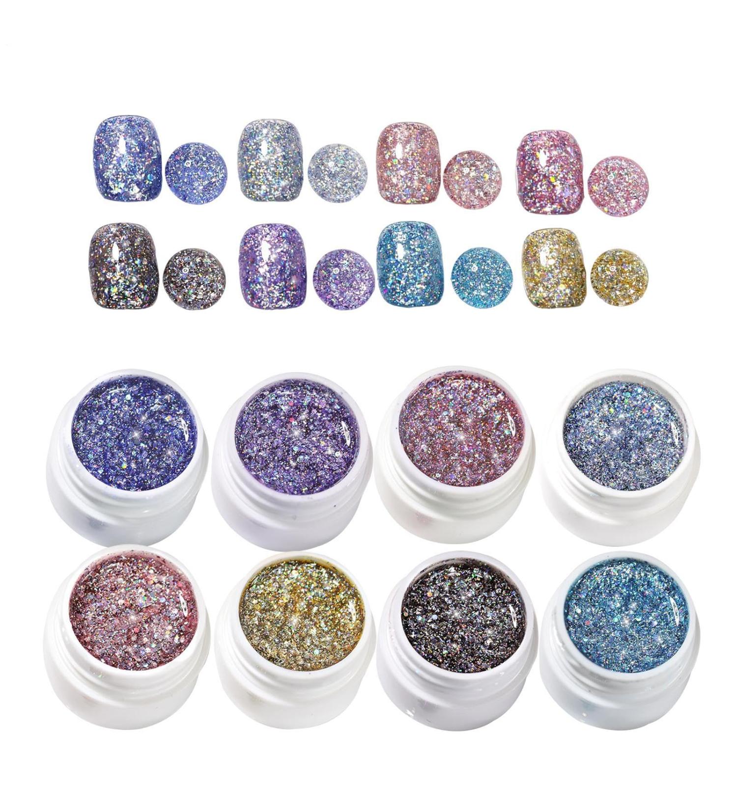 Vernis Gel Paillet | Gel Brillant Art M tallis - Coffret Cr atif 8 Couleurs Pour Salon Et Manucure Domicile Feminine - Buy Online on GoSupps.com