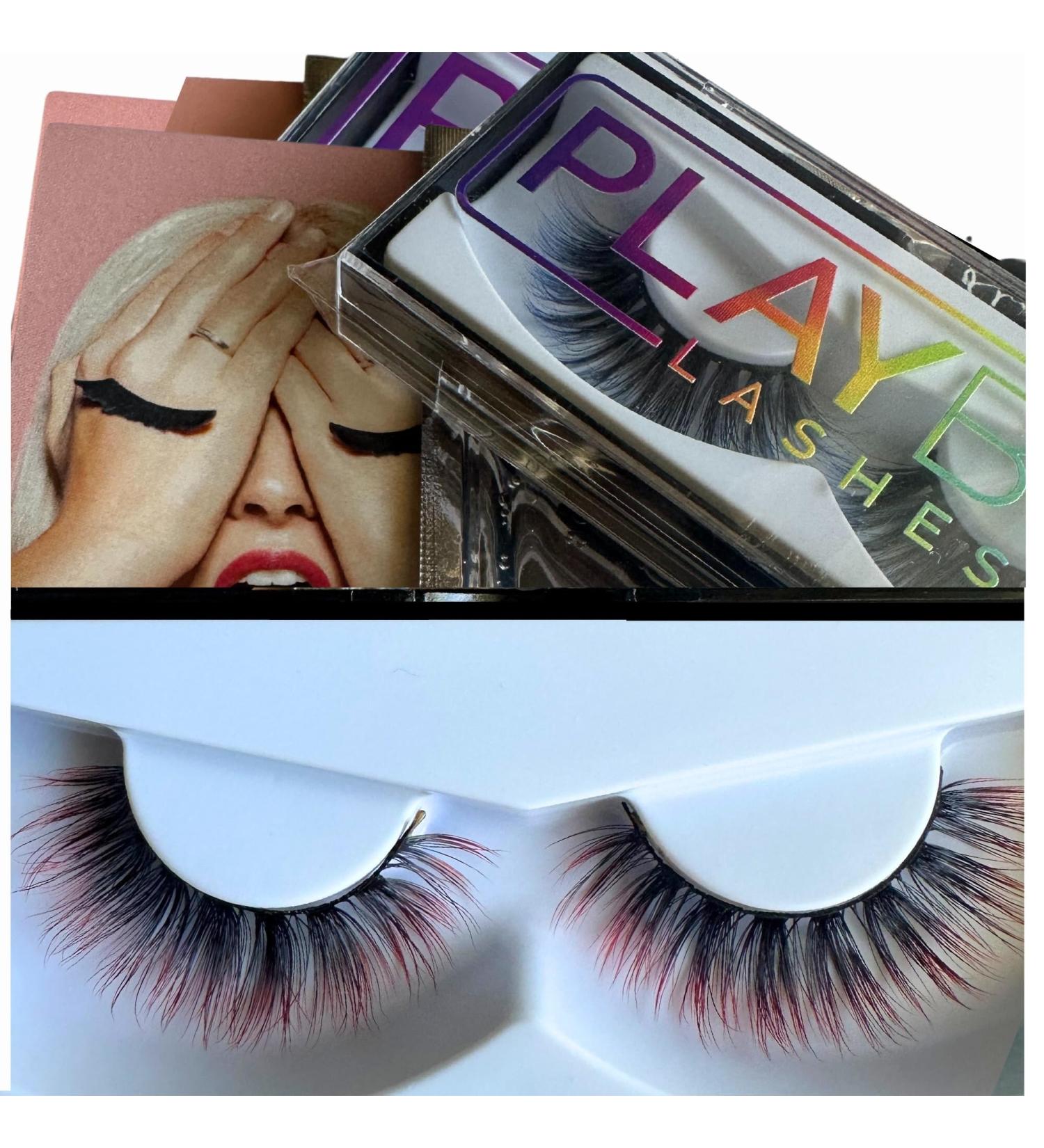 Playbox 3D Faux Mink Ombre Lashes Easy To Apply Reusable Wispies Lightweight Fluffy Cruelty-Free Colored Strip Lashes Fluffy Volume 5 Styles 1 Pair Neverland
