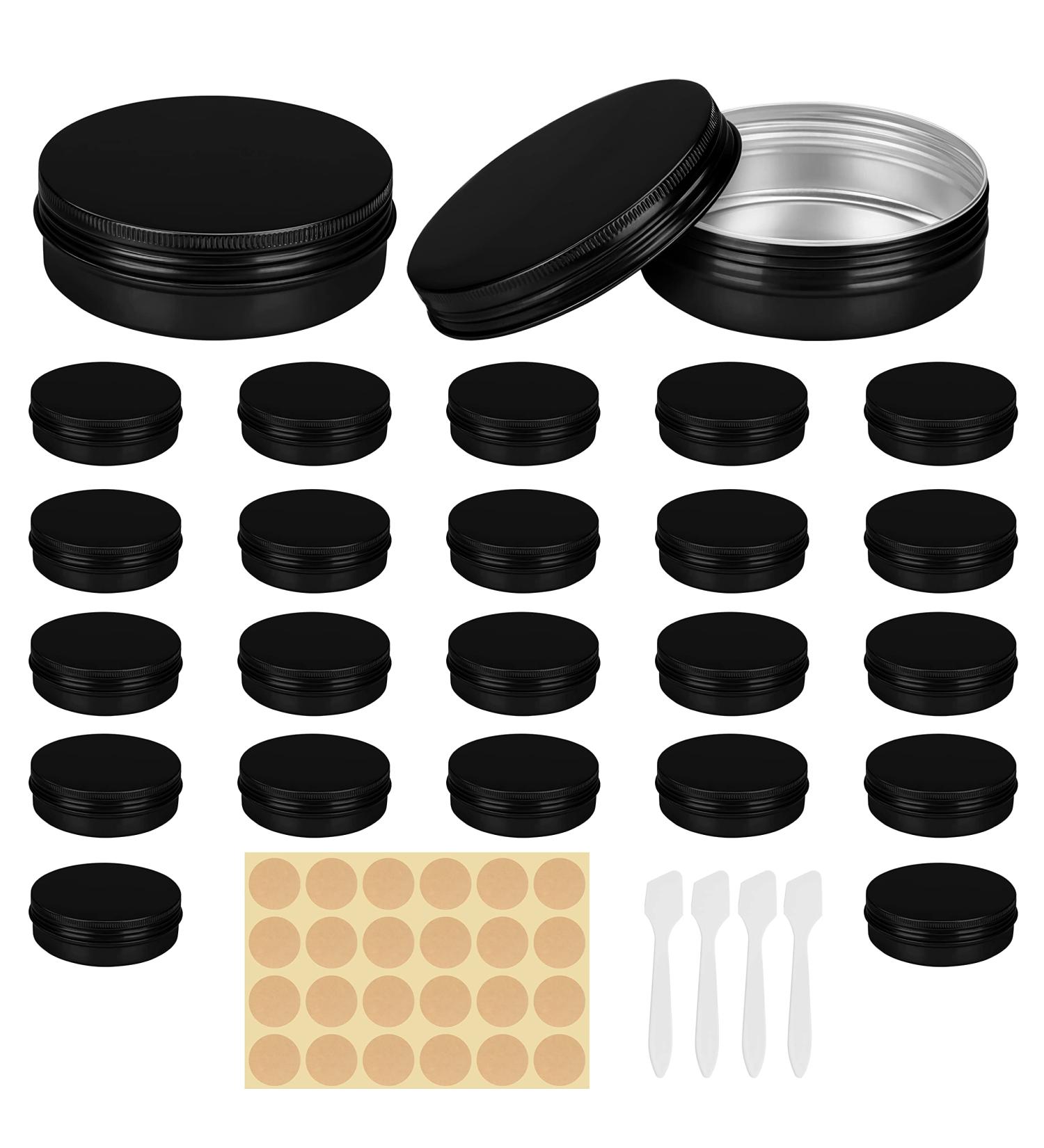 Belle Vous 60ml Round Aluminum Jars (24 pcs) - Black Metal Cans with Screw Cap for Travel Cosmetics Lip Balm & Sweets - Buy Online on GoSupps.com