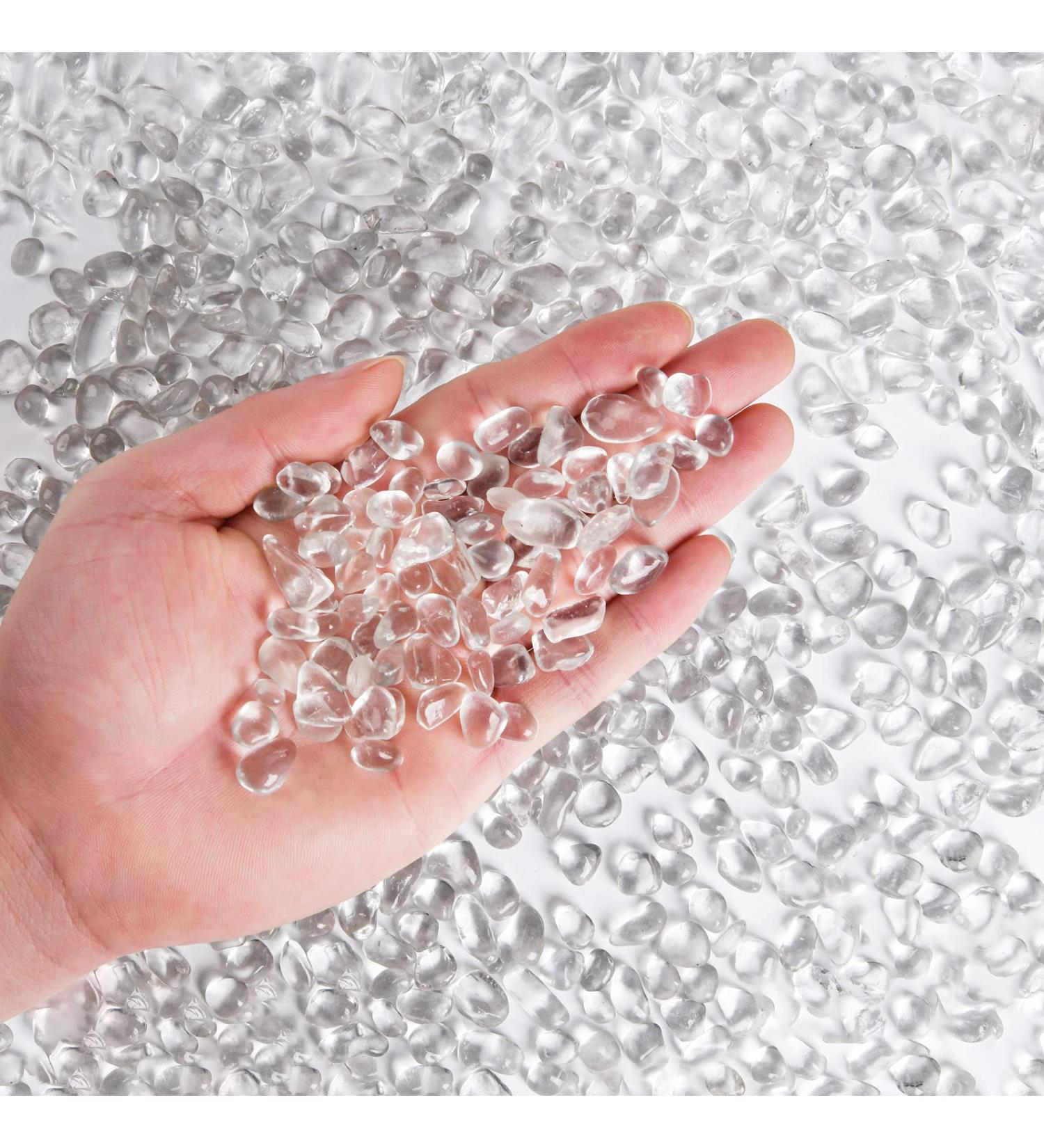 Hisredsun 1kg Clear Glass Stones - 6-9mm Crystal Pebbles for Aquariums Flowerpots Landscaping & Vase Filler - Buy Online on GoSupps.com