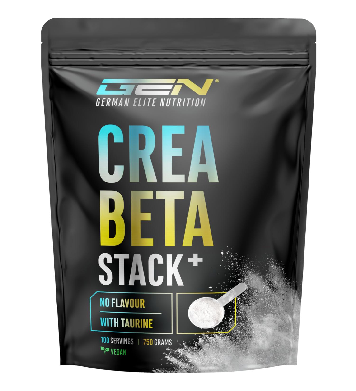  GEN GERMAN ELITE NUTRITION Creatine Beta Alanine Stack - 750g powder - creatine monohydrate + beta-alanine + L-taurine - high-quality micronized creatine - optimal dosage vegan - Buy Online on GoSupps.com