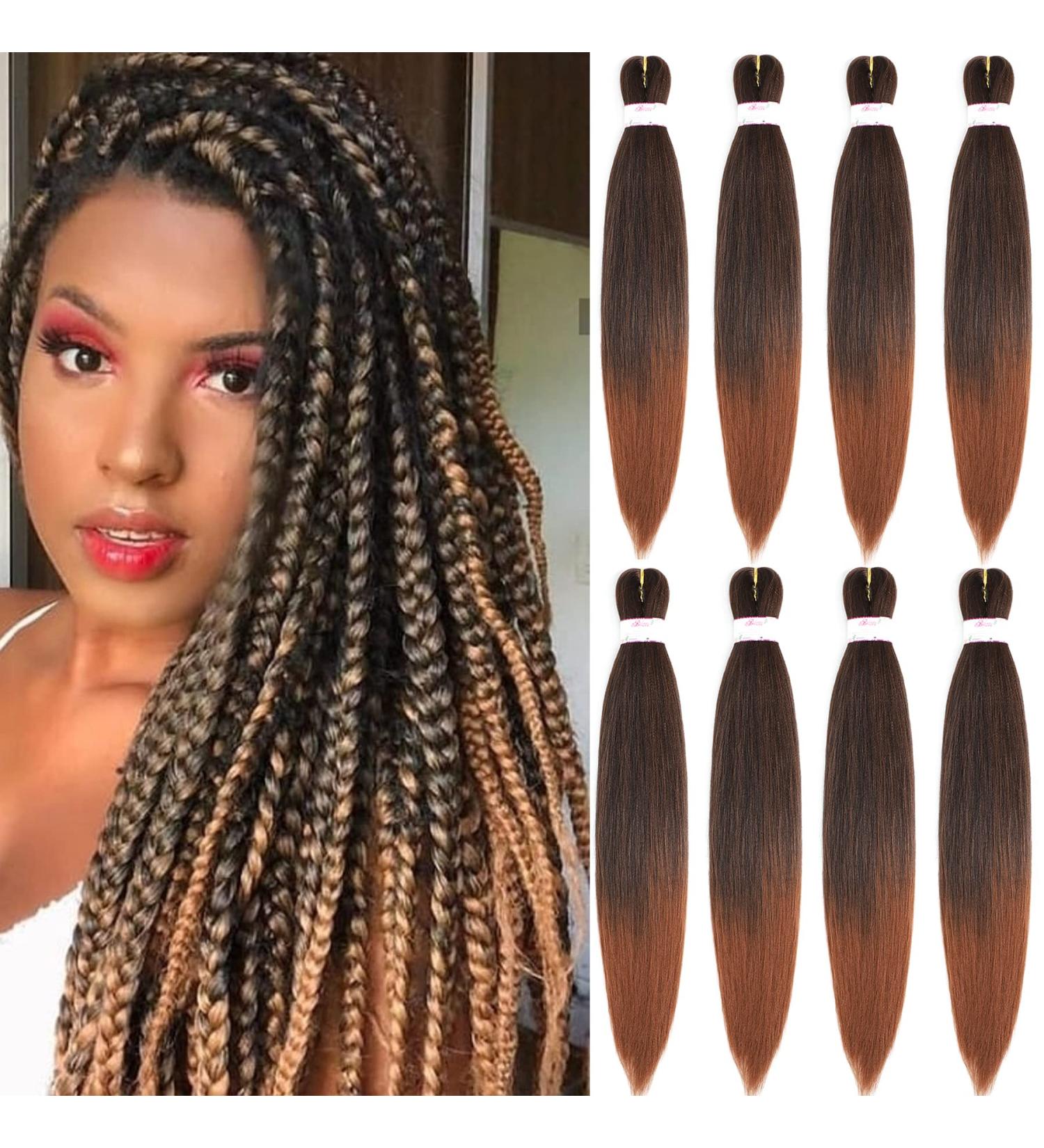 BEFUNNY Pre Stretched Braiding Hair 24 Inch 8 Packs Ombre Professional Synthetic Hair Extension for Women - Yaki Texture (24 T1B/30) - Buy Online on GoSupps.com