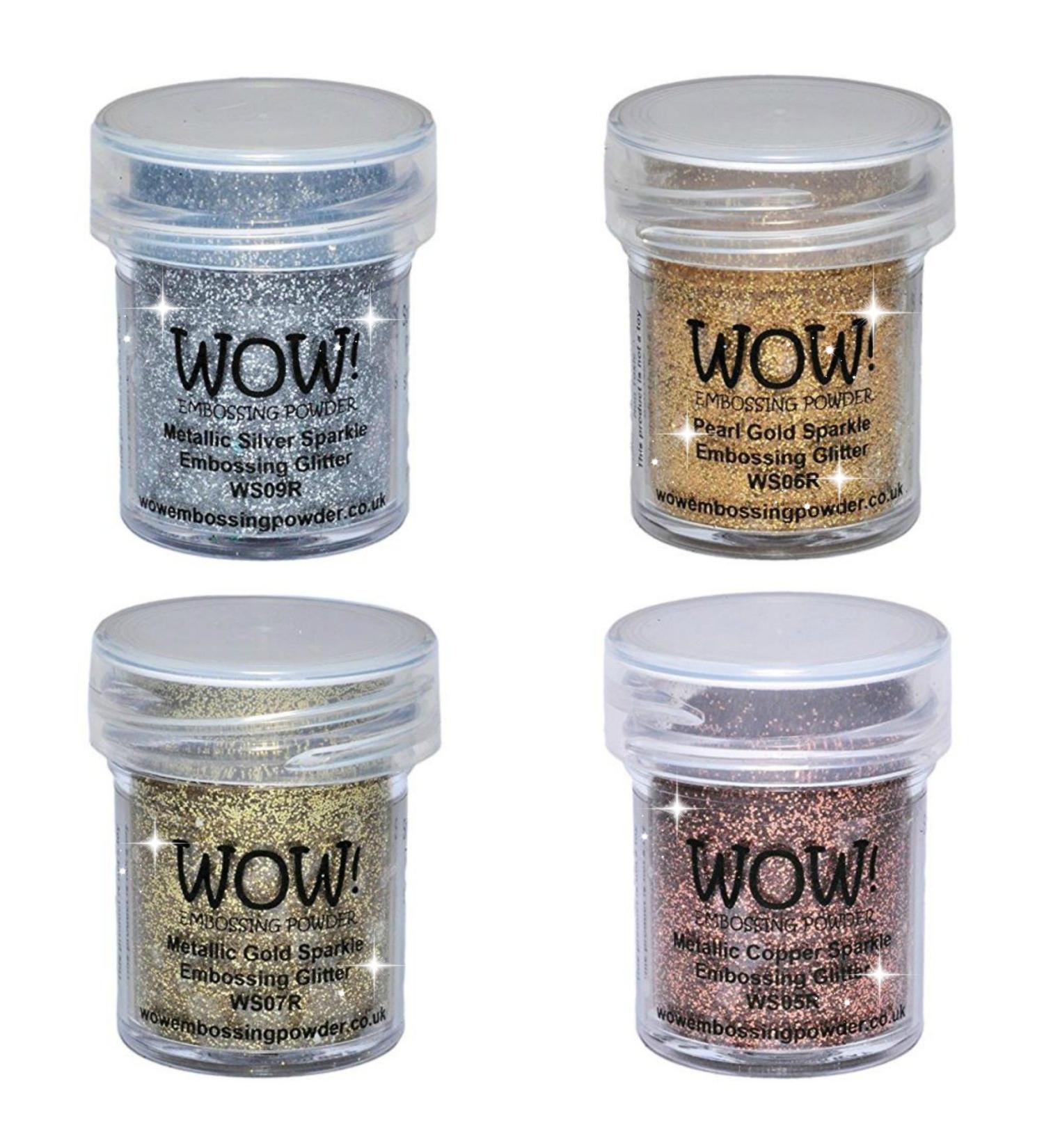 Wow! Sparkle Bundle - 4 Metallic Embossing Powders - Gold, Copper, Pearl Gold, Silver - Buy Online on GoSupps.com