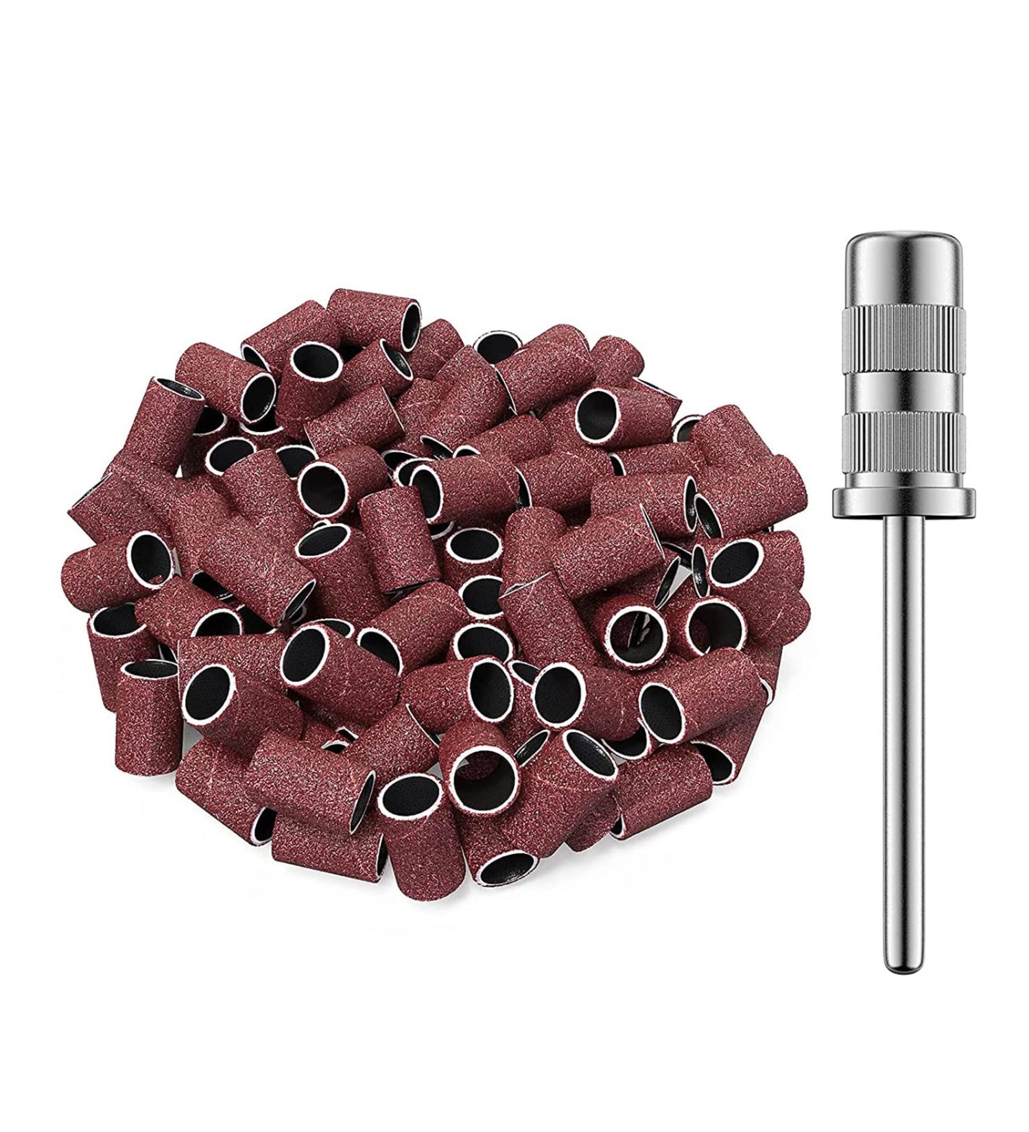 AIRSEE 100Pcs 180 Grit Sanding Bands with Mandrel for Nail Manicure & Acrylic Nails - Buy Online on GoSupps.com